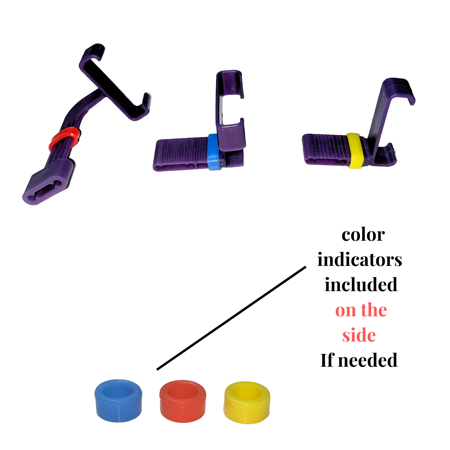 included color indicators and three angles of the holders