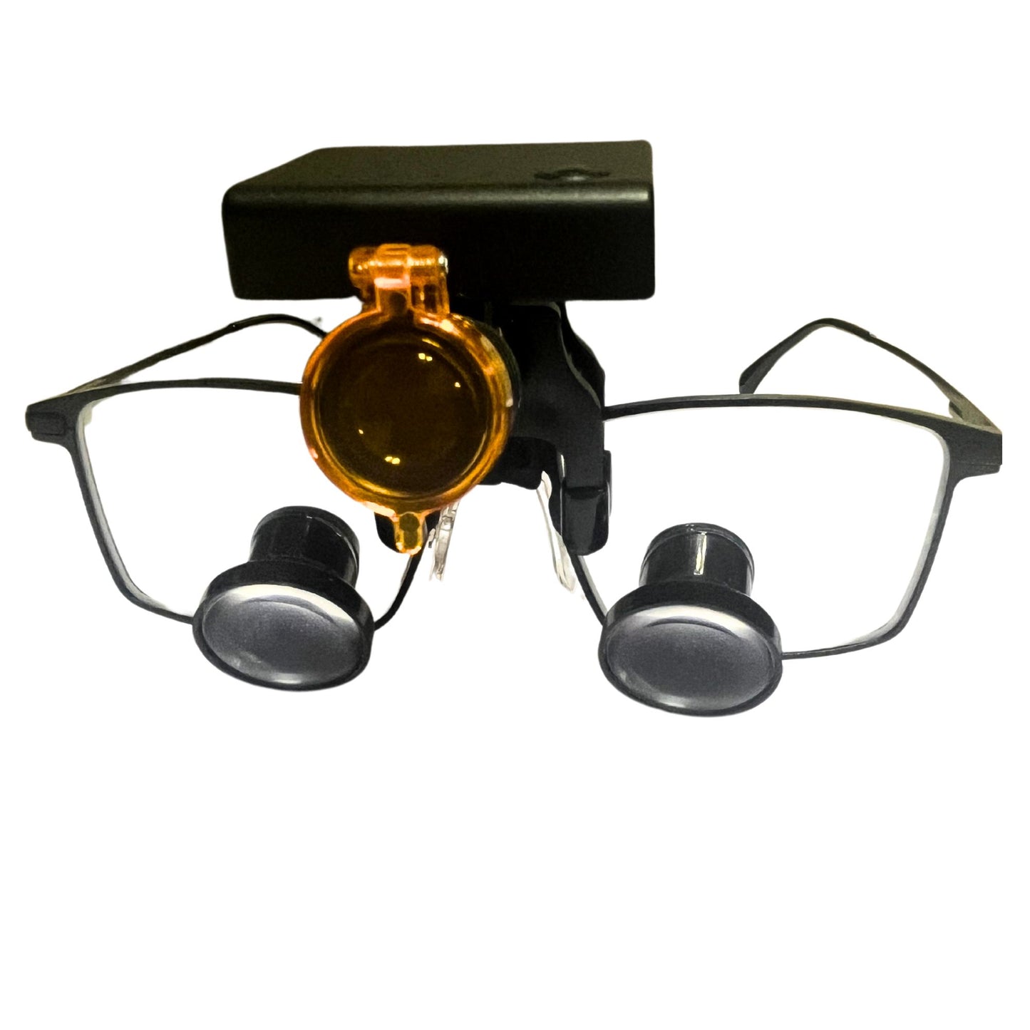 Black Square Frame Loupes with Wireless Headlight