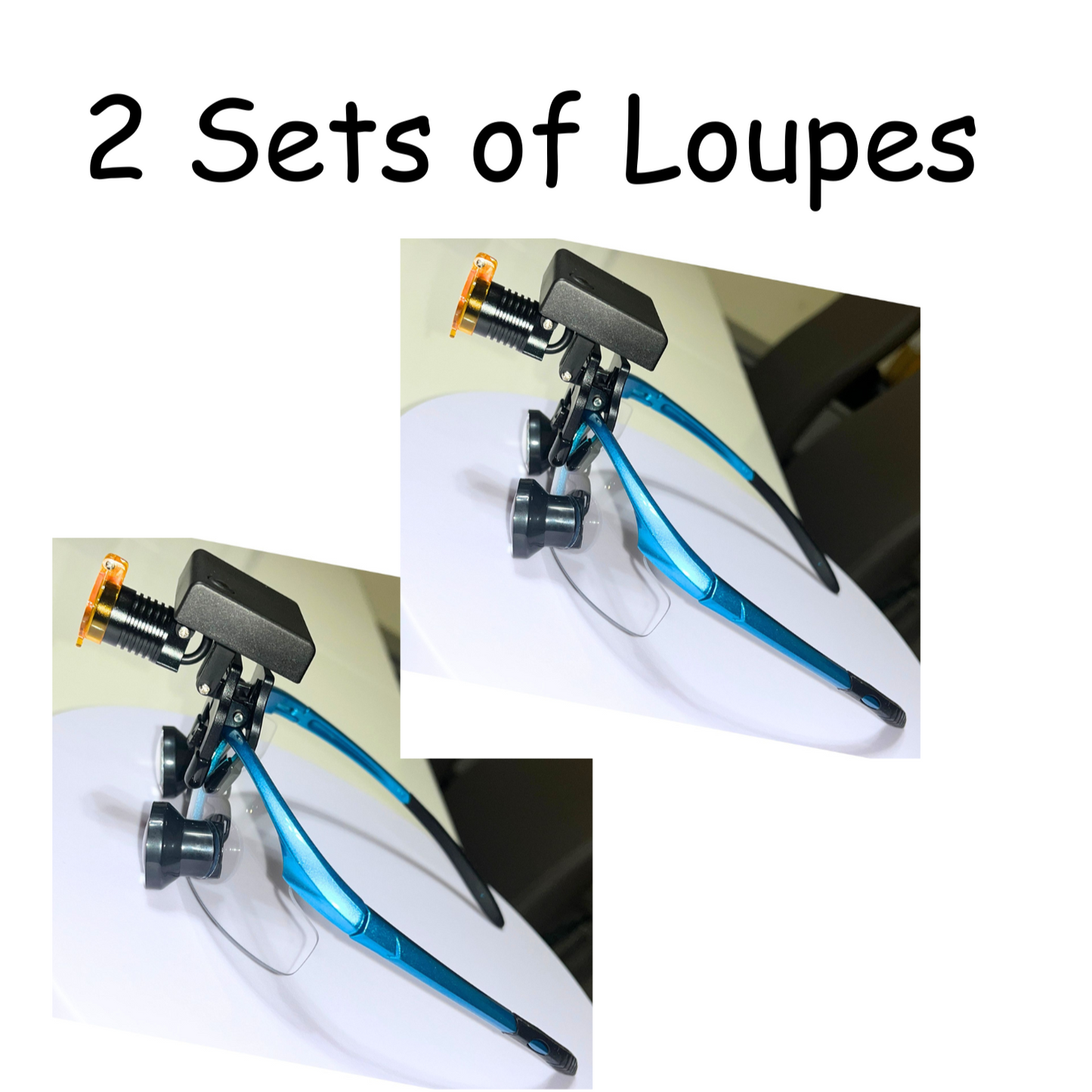 Two sets of black wireless dental loupes