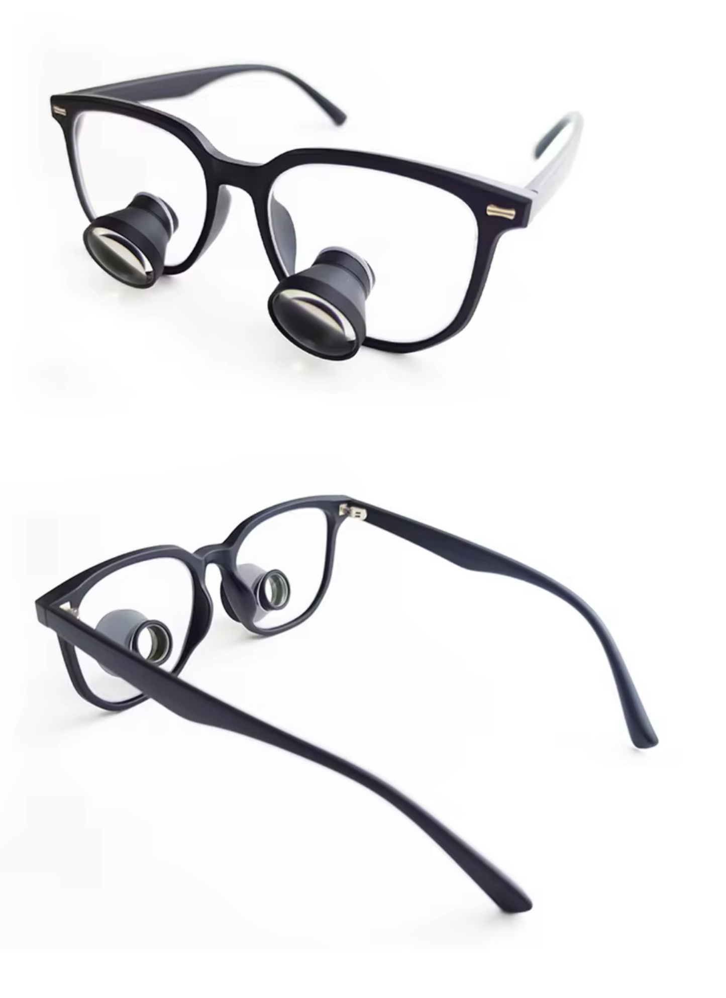 Black Frame Loupes With Wireless Headlight. Style 3