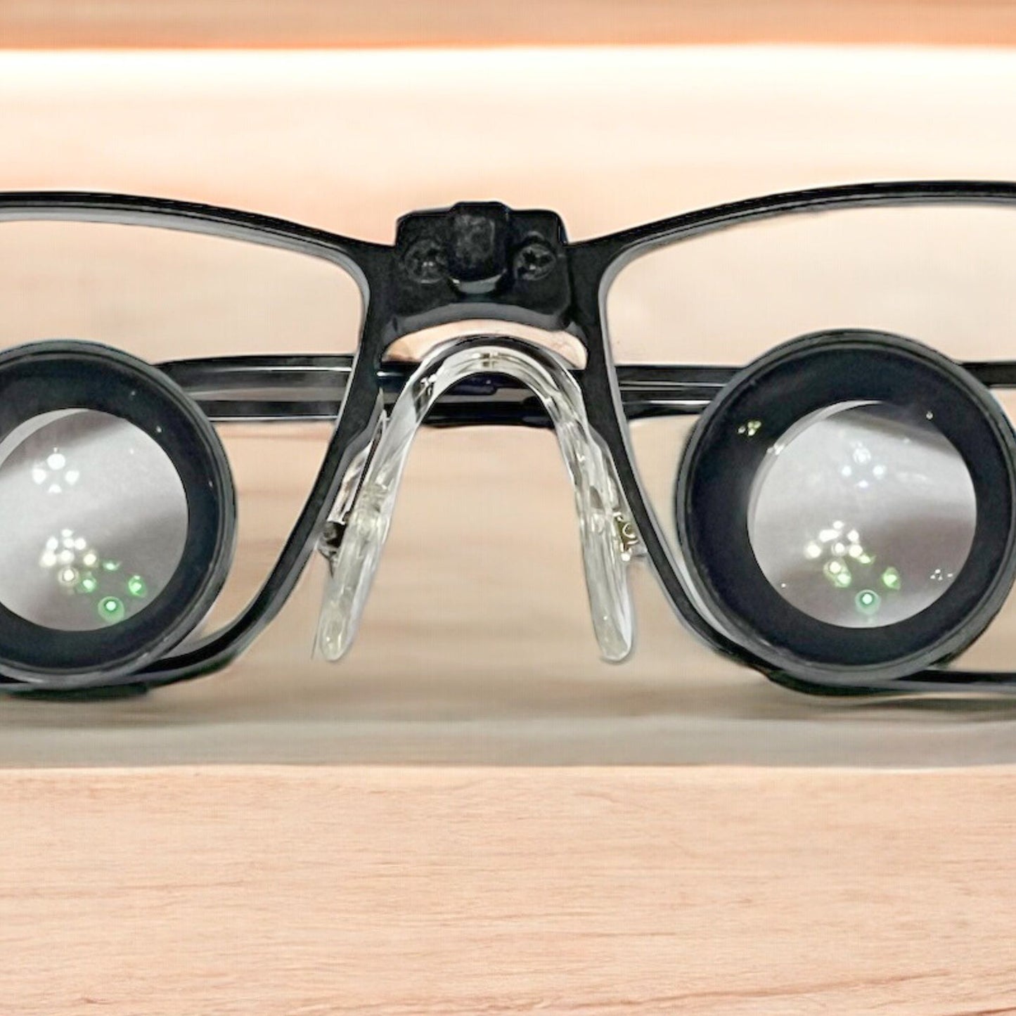 Black Square Frame Loupes With Wireless Headlight. Style 4