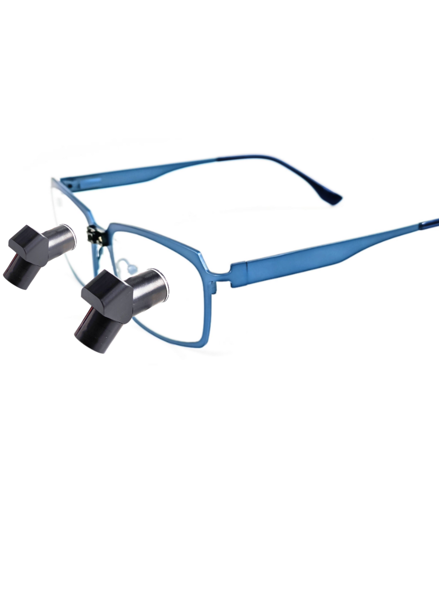DeeTect Ergonomic Loupes (Light Blue Frames) With wireless headlight.