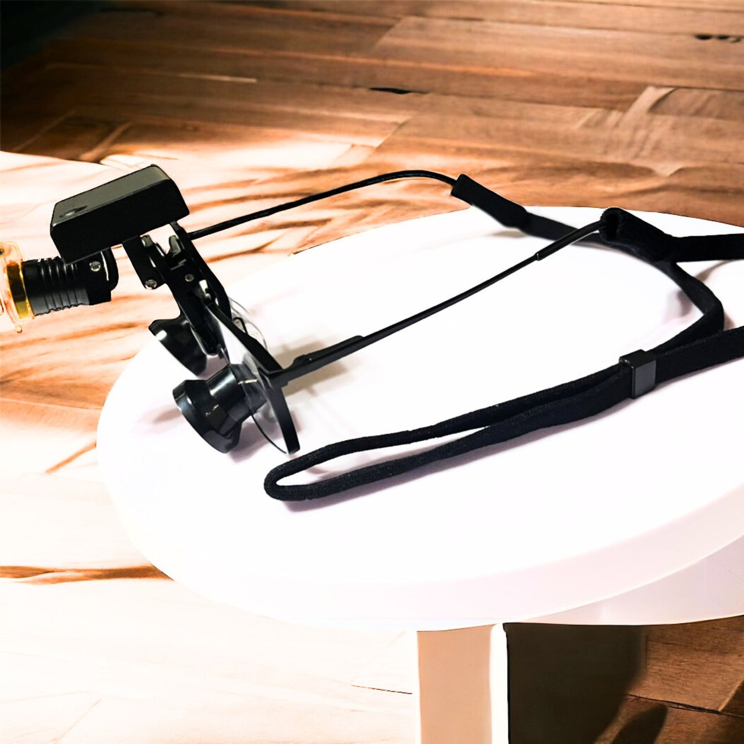 Black Square Frame Loupes With Wireless Headlight. Style 4