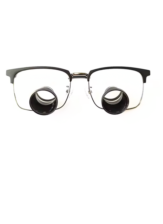 Black Square Frame Loupes With Wireless Headlight. Style 4