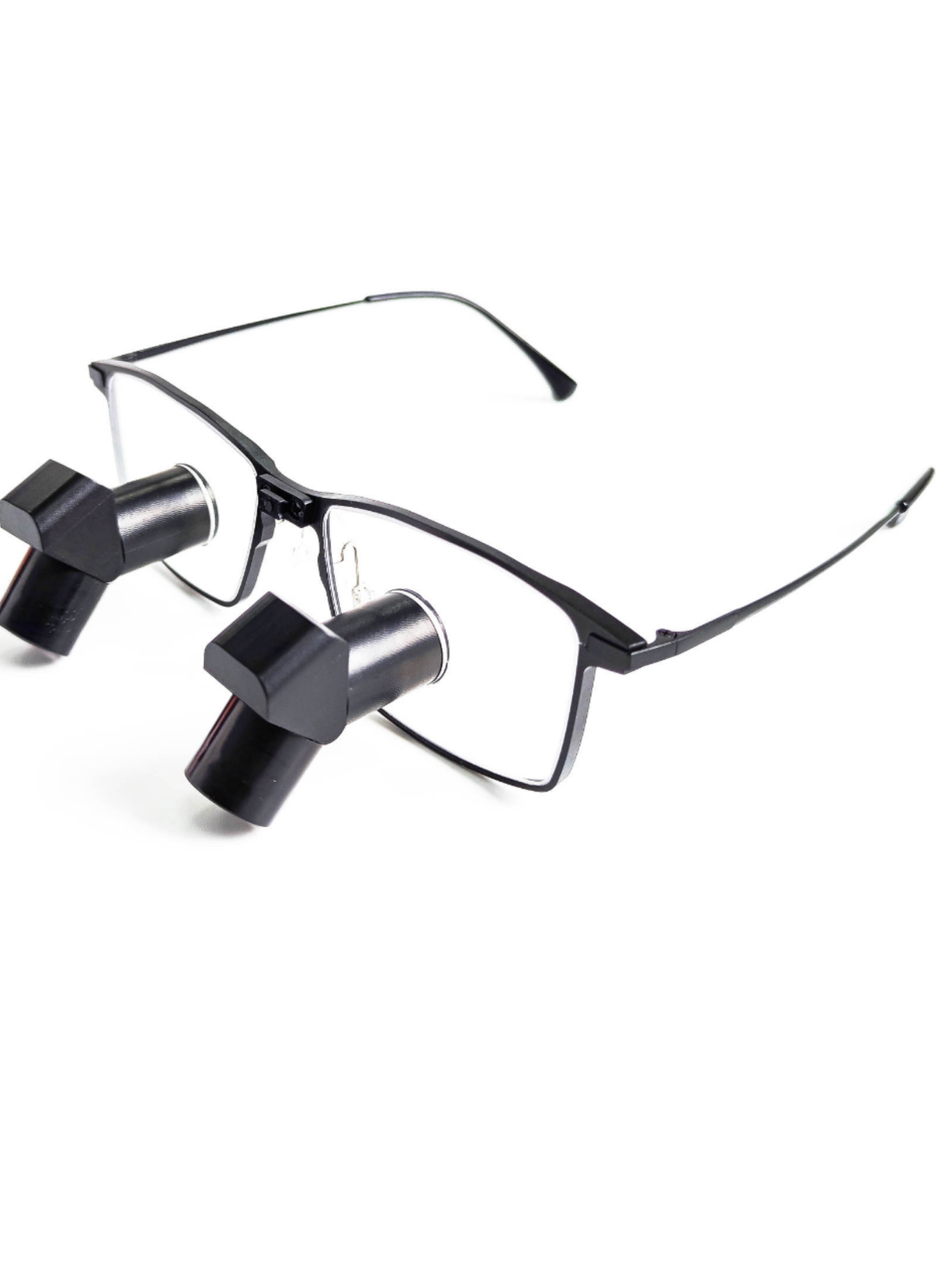 DeeTect Ergonomic loupes (Black Square Frames) With wireless headlight.