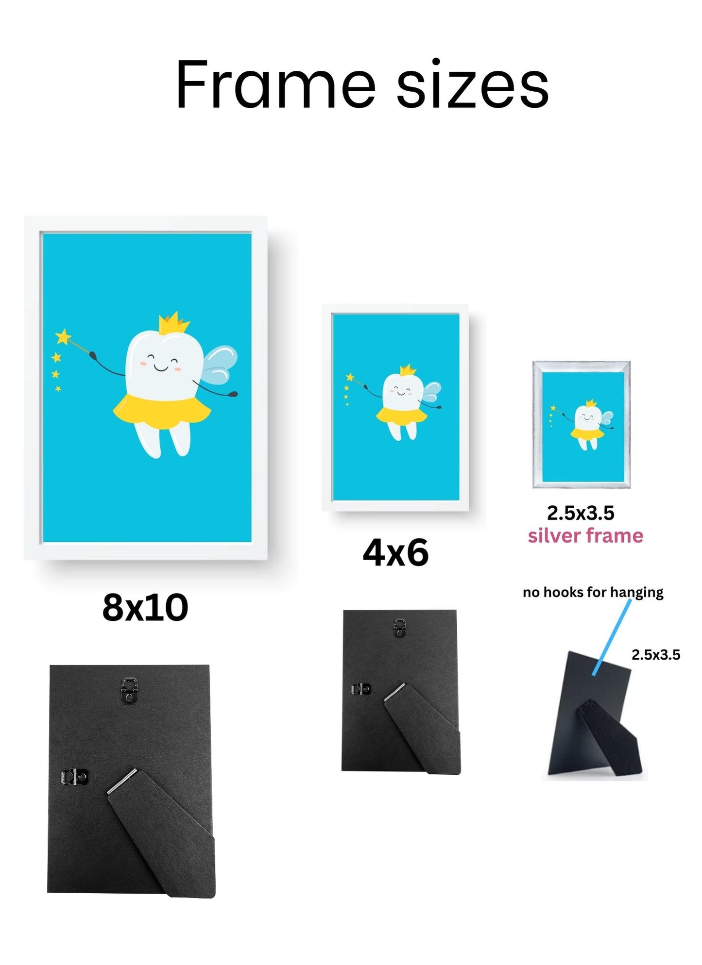 🦷✨ Tooth Character Fun Pack – 4 Pack (Kids Dental Wall Art)