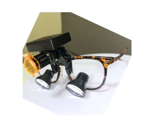 Marble Square Frame Loupes With Wireless Headlight  DeeTect Loupes.