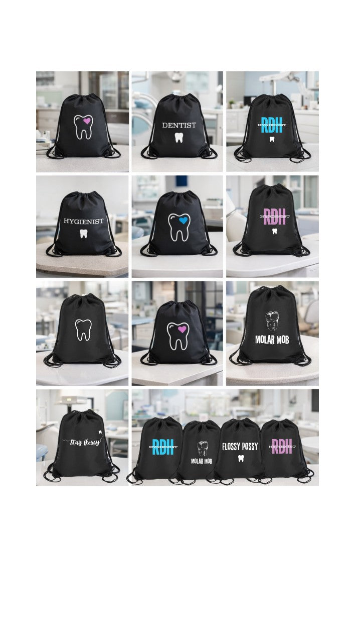 🦷 Dental Staff Drawstring Bag – Dentist, Dental Hygienist & Dental Assistant Edition