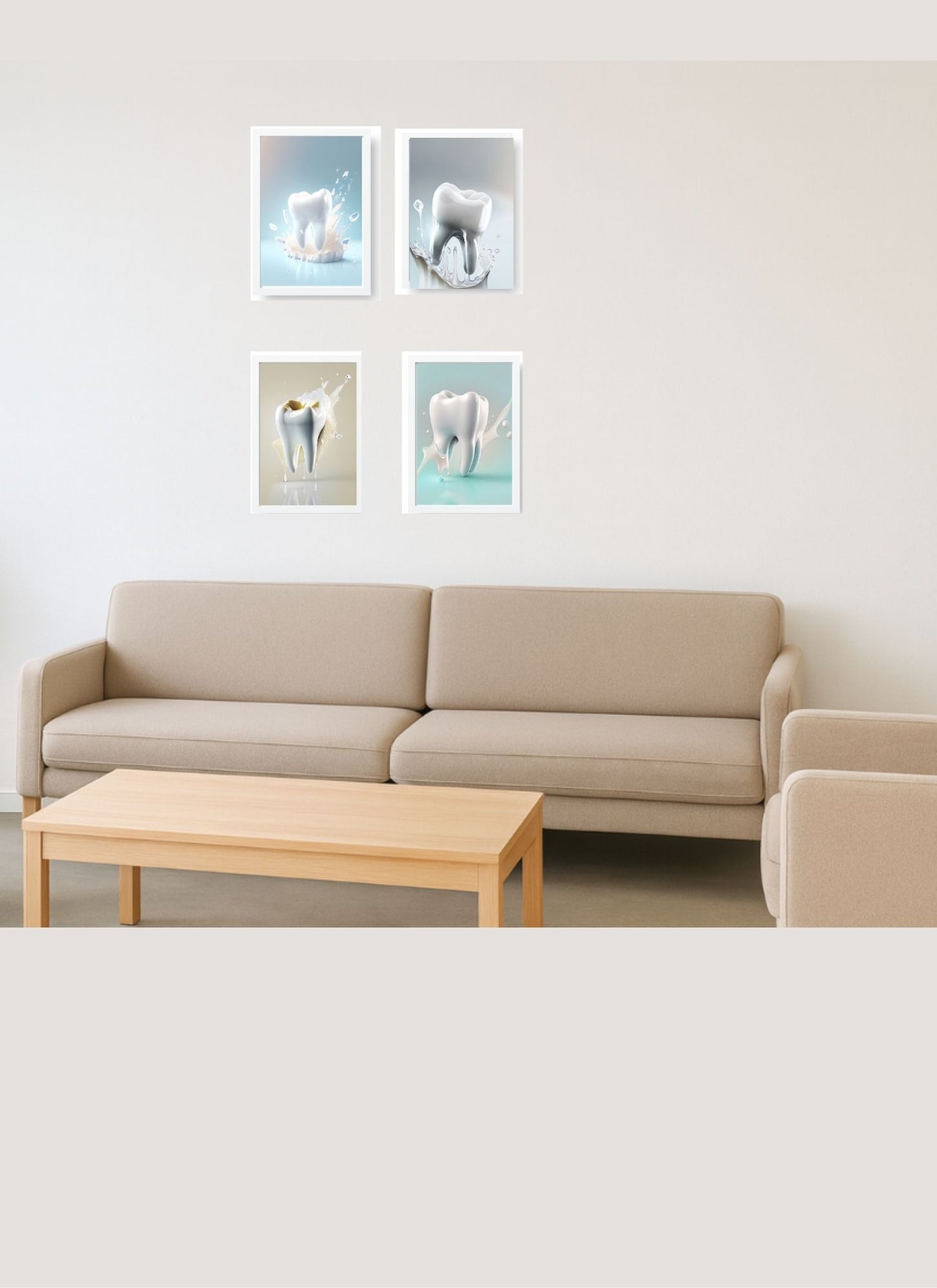Milk Splash Tooth Collection
 Pack – 4 Pack (Dental Wall Art)