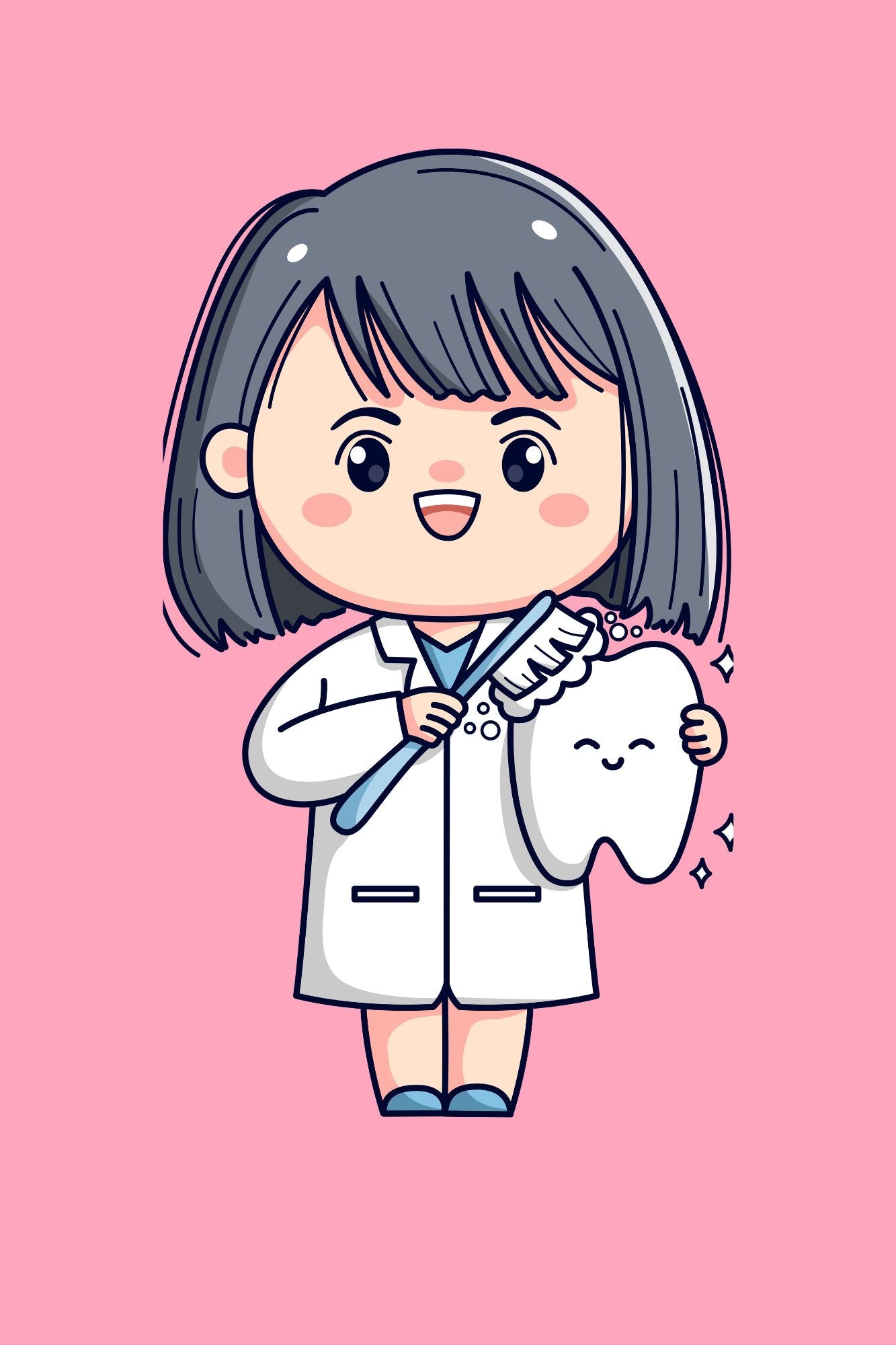 Pediatric Dentist Cartoon Art Frames | Kids Dental Office Wall Décor – Set of 4