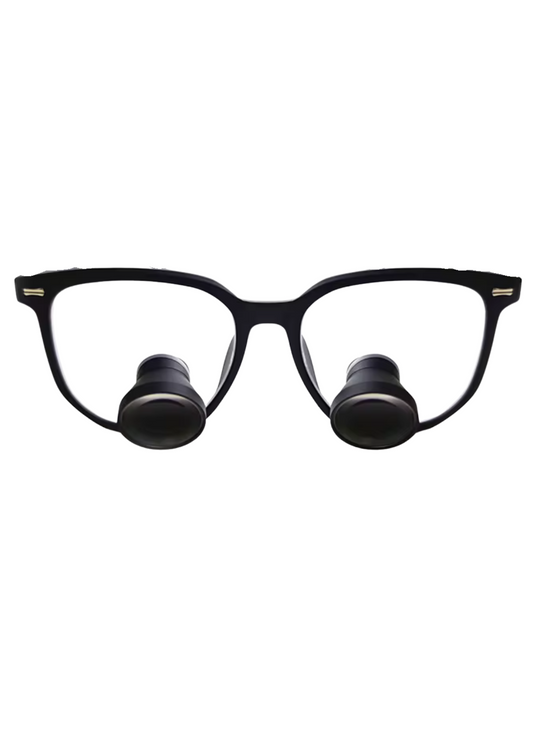 Black Frame Loupes With Wireless Headlight. Style 3