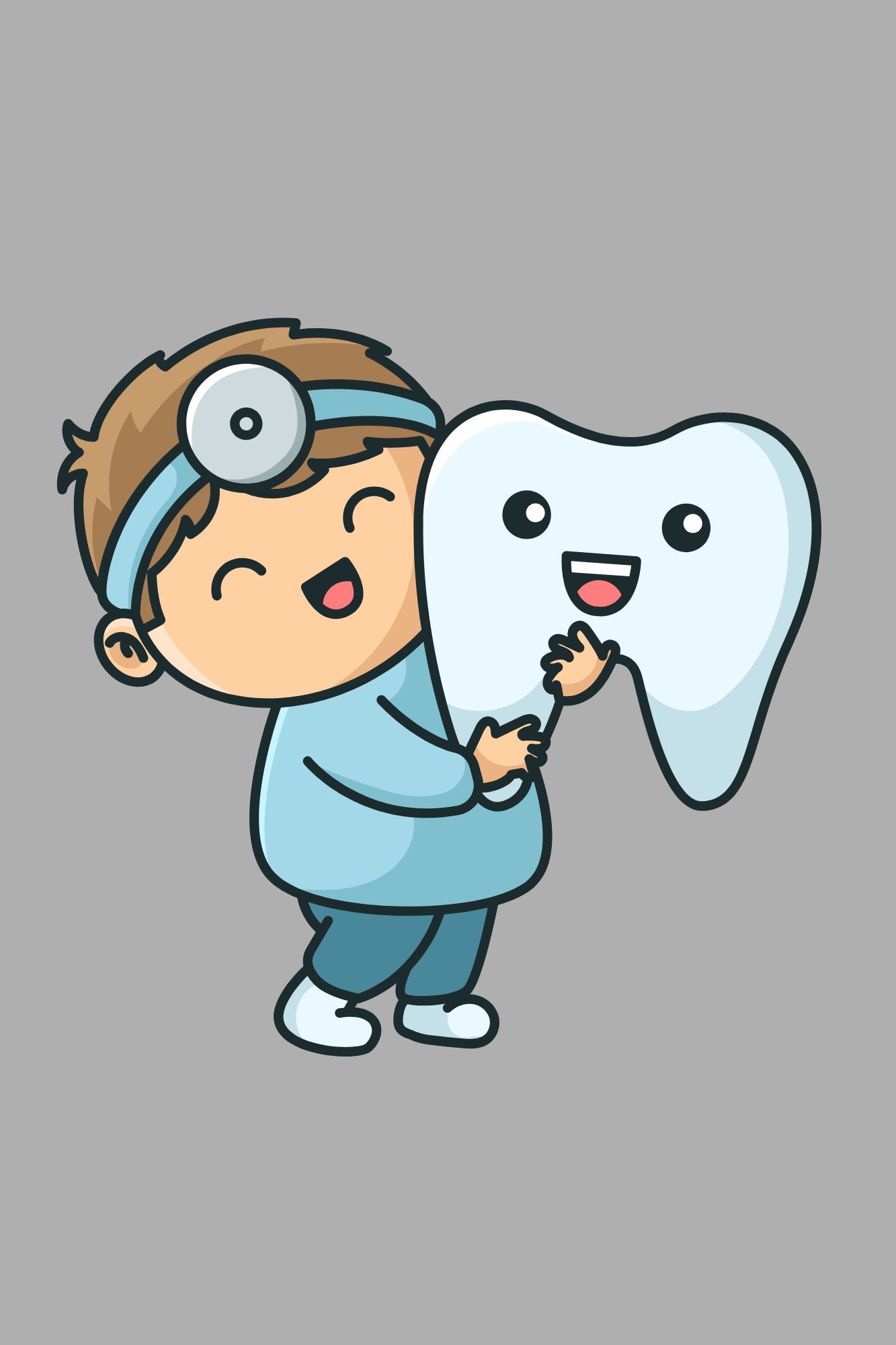 Pediatric Dentist Cartoon Art Frames | Kids Dental Office Wall Décor – Set of 4