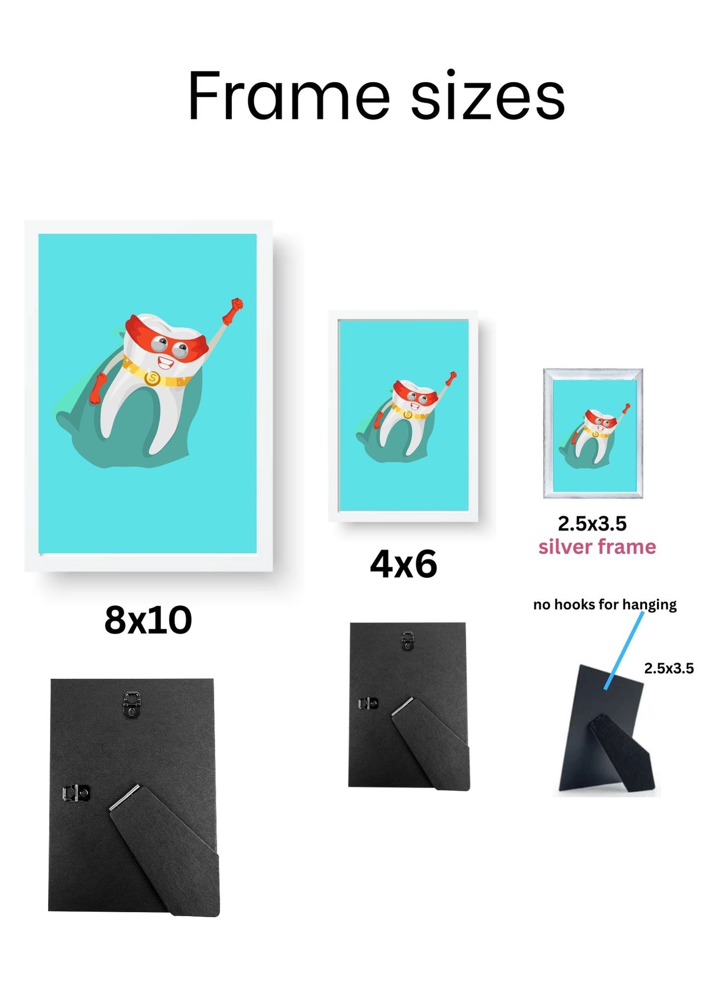 Pediatric Smiles Art Set – 4-Pack Framed Kids Dental Décor