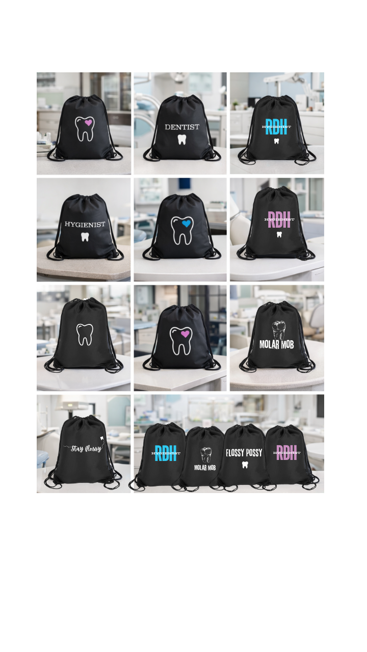 🦷 Dental Staff Drawstring Bag – Dentist, Dental Hygienist & Dental Assistant Edition