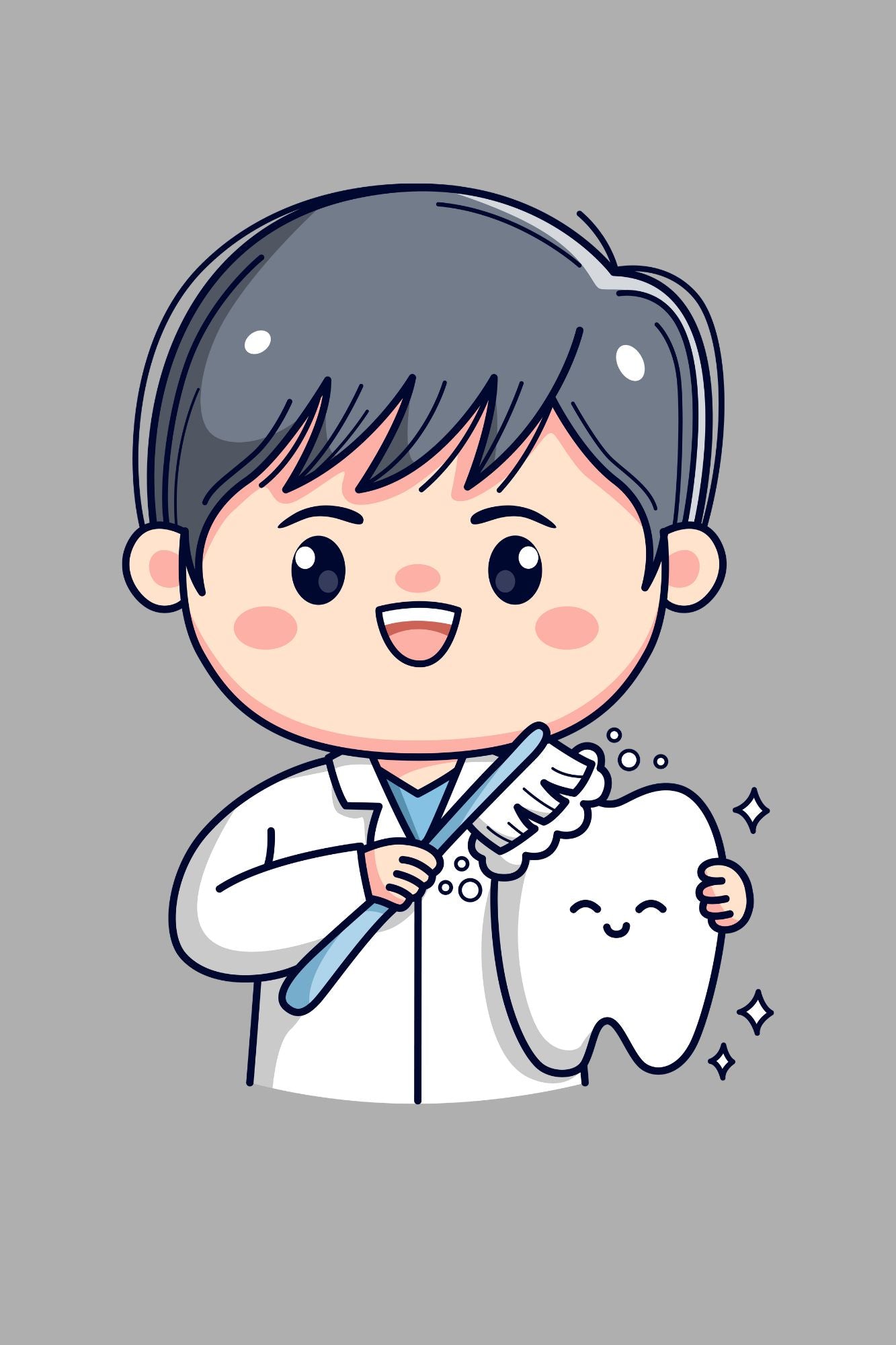 Pediatric Dentist Cartoon Art Frames | Kids Dental Office Wall Décor – Set of 4