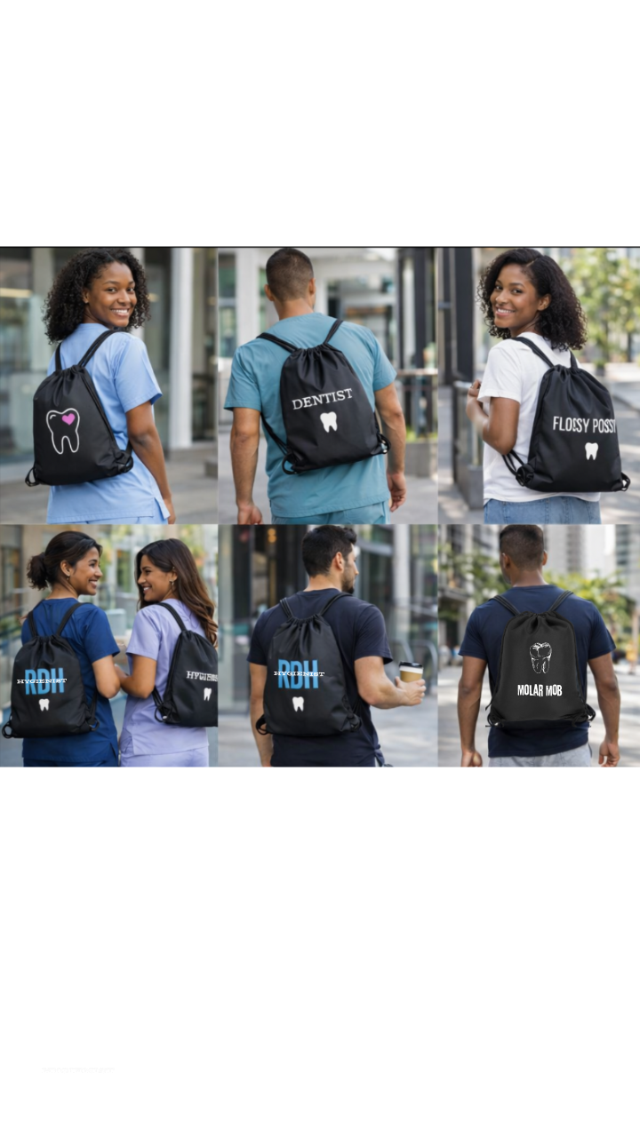 🦷 Dental Staff Drawstring Bag – Dentist, Dental Hygienist & Dental Assistant Edition