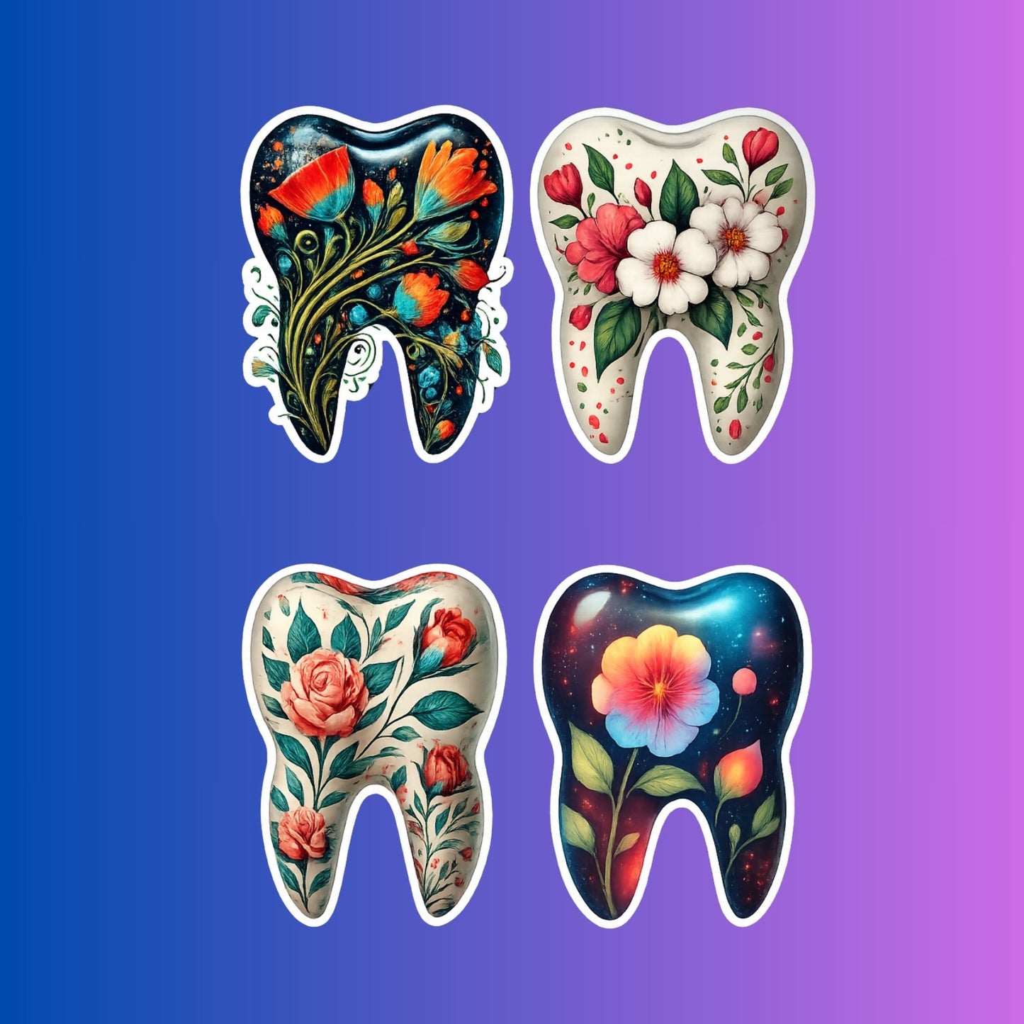 Tooth Flower Stickers. For RDH, DDS, DA