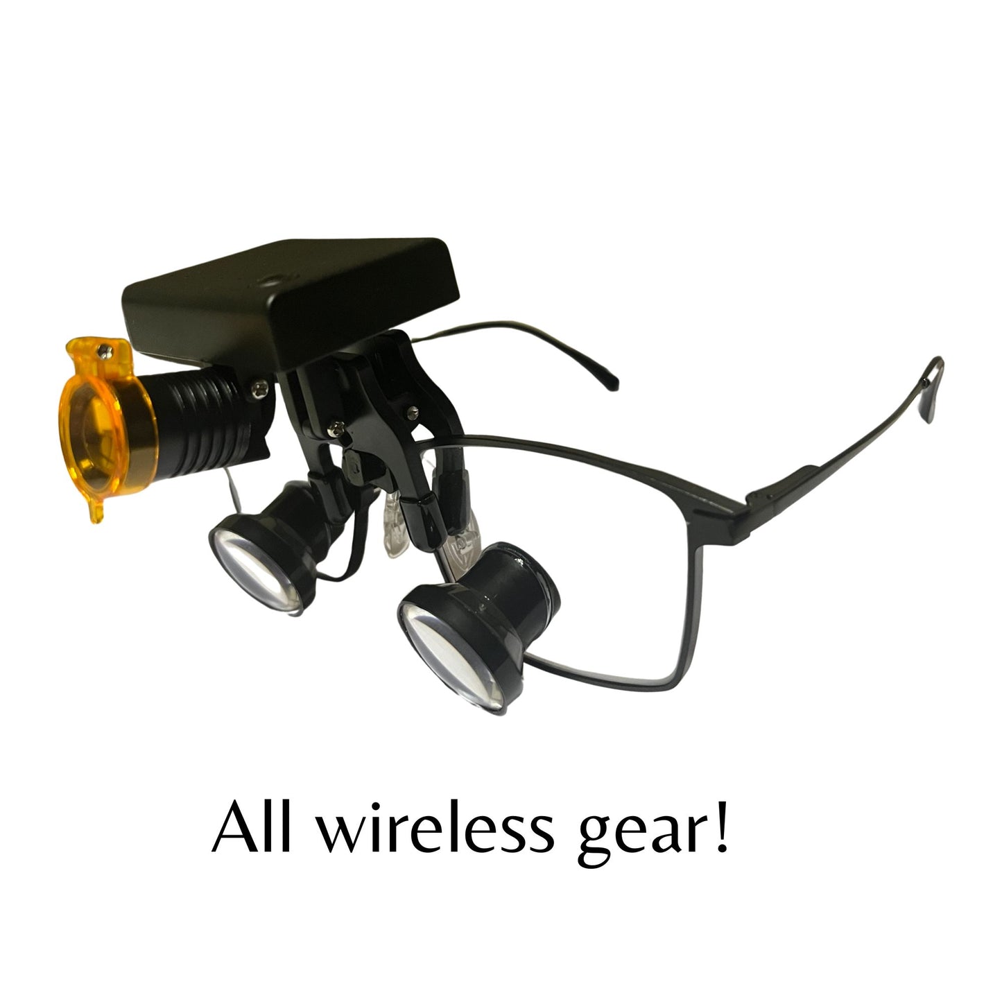 Black (Square Frame Loupes) with Wireless Headlight