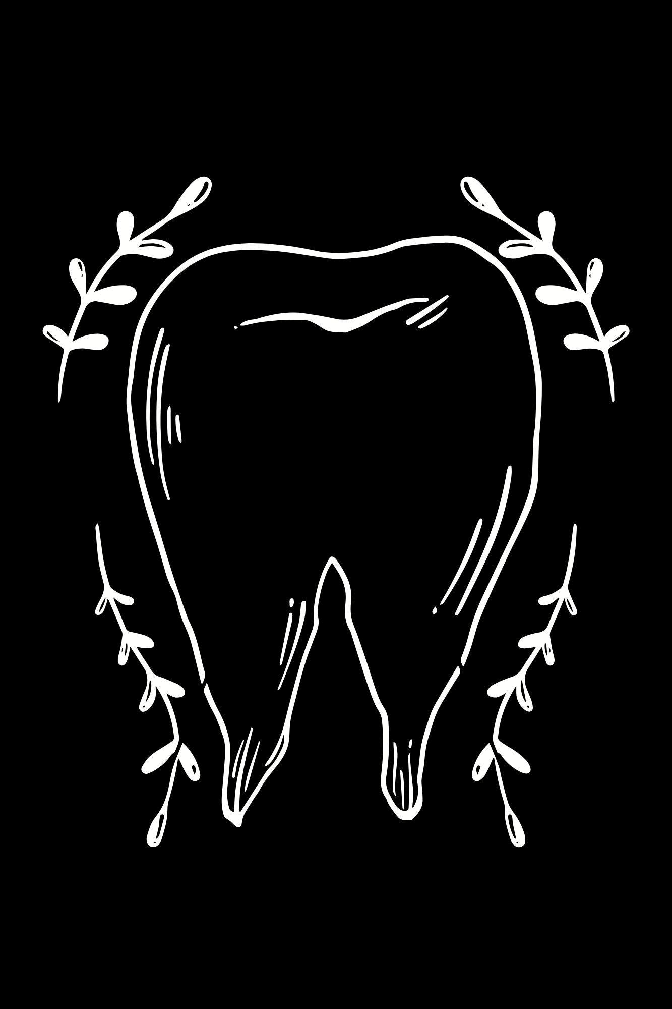(Minimal Black and White Line Art Tooth Collection)
 4 Pack
