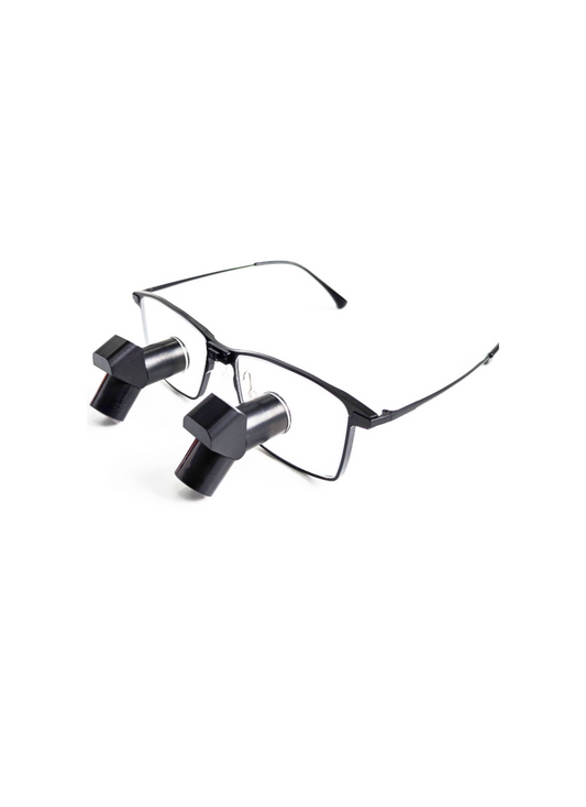 DeeTect Ergonomic loupes (Black Square Frames) With wireless headlight.