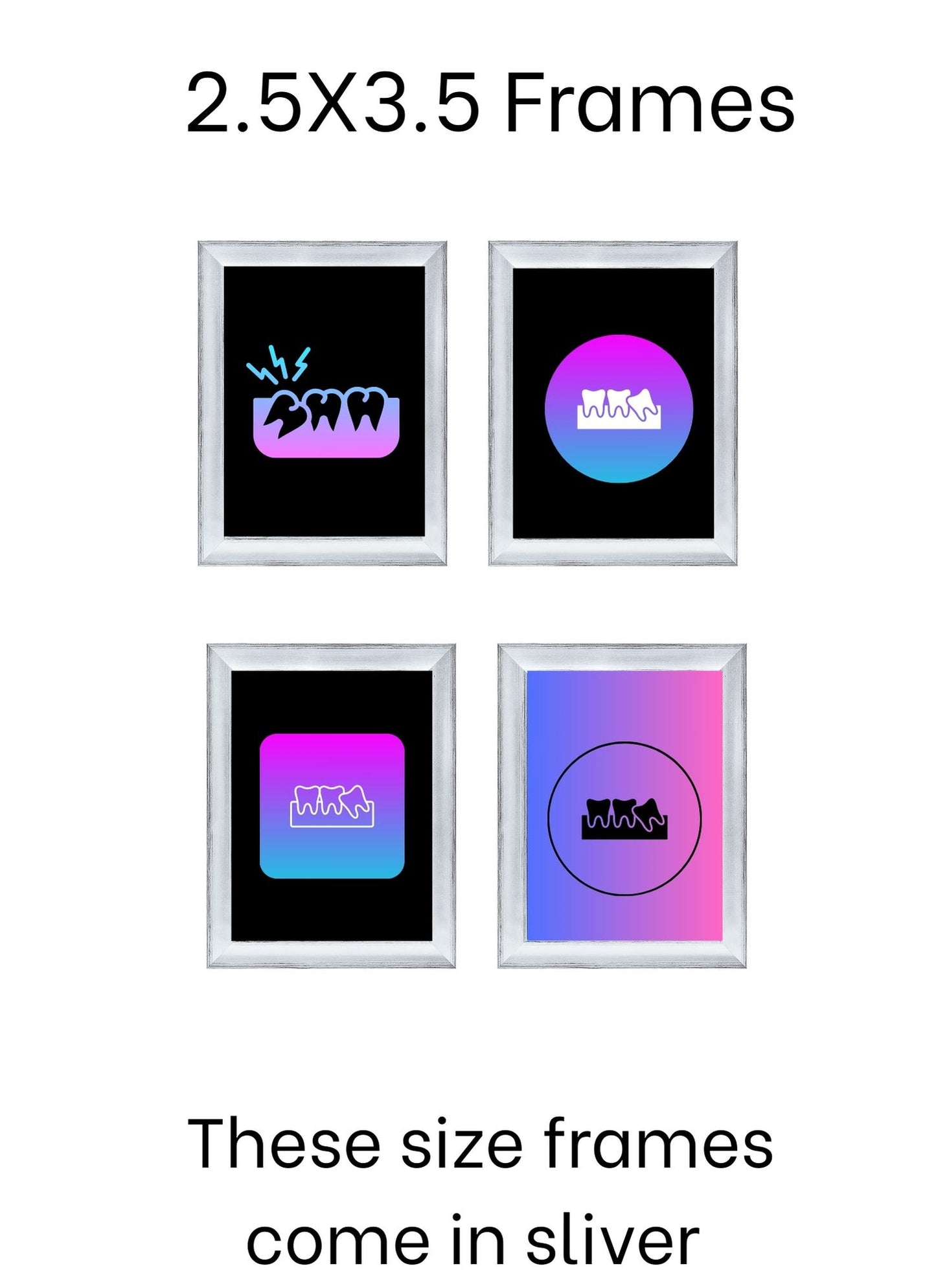 Wisdom Tooth Gradient Art Pack – 4 Framed Prints (Oral Surgery Décor)