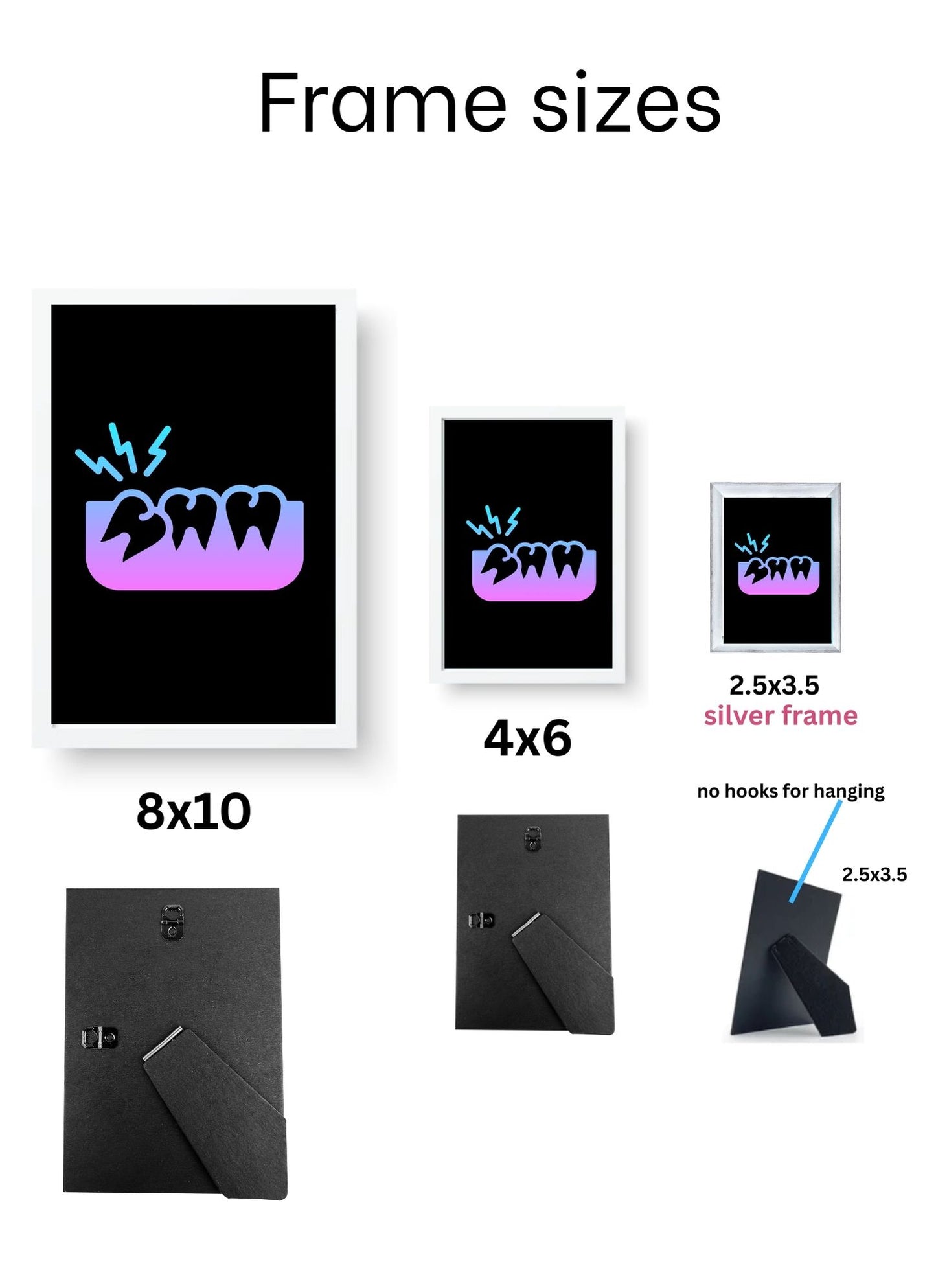 Wisdom Tooth Gradient Art Pack – 4 Framed Prints (Oral Surgery Décor)