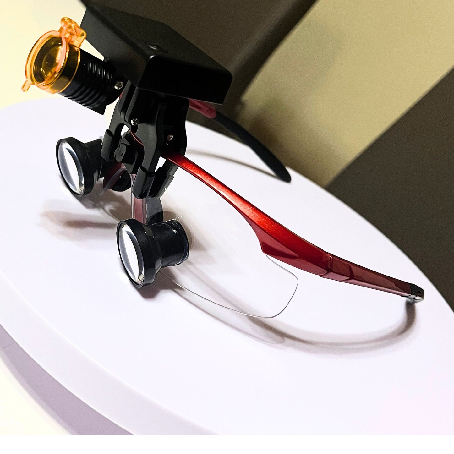 Red Loupes With Wireless Headlight