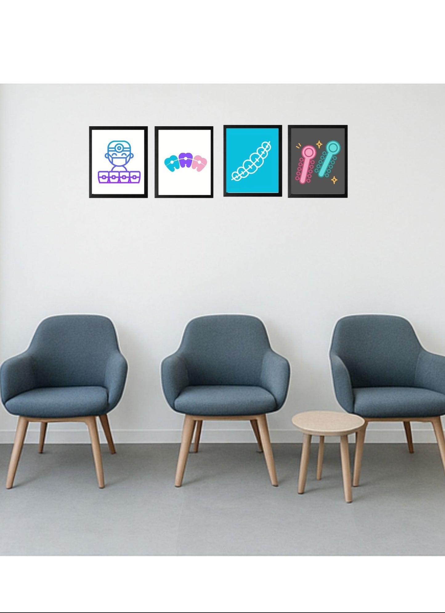 Orthodontic Braces Wall Art Set Dental Decor for Orthodontist Office