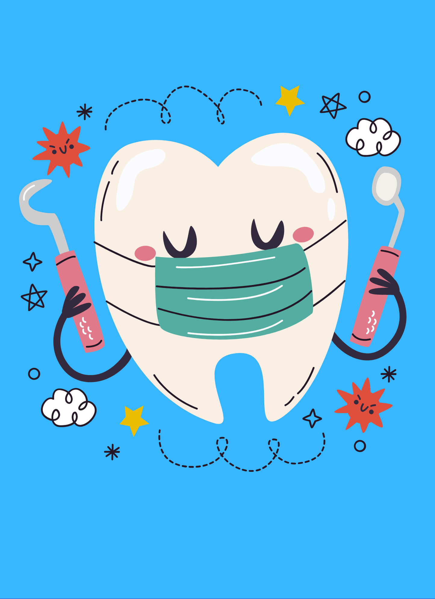 🦷✨ Tooth Character Fun Pack – 4 Pack (Kids Dental Wall Art)