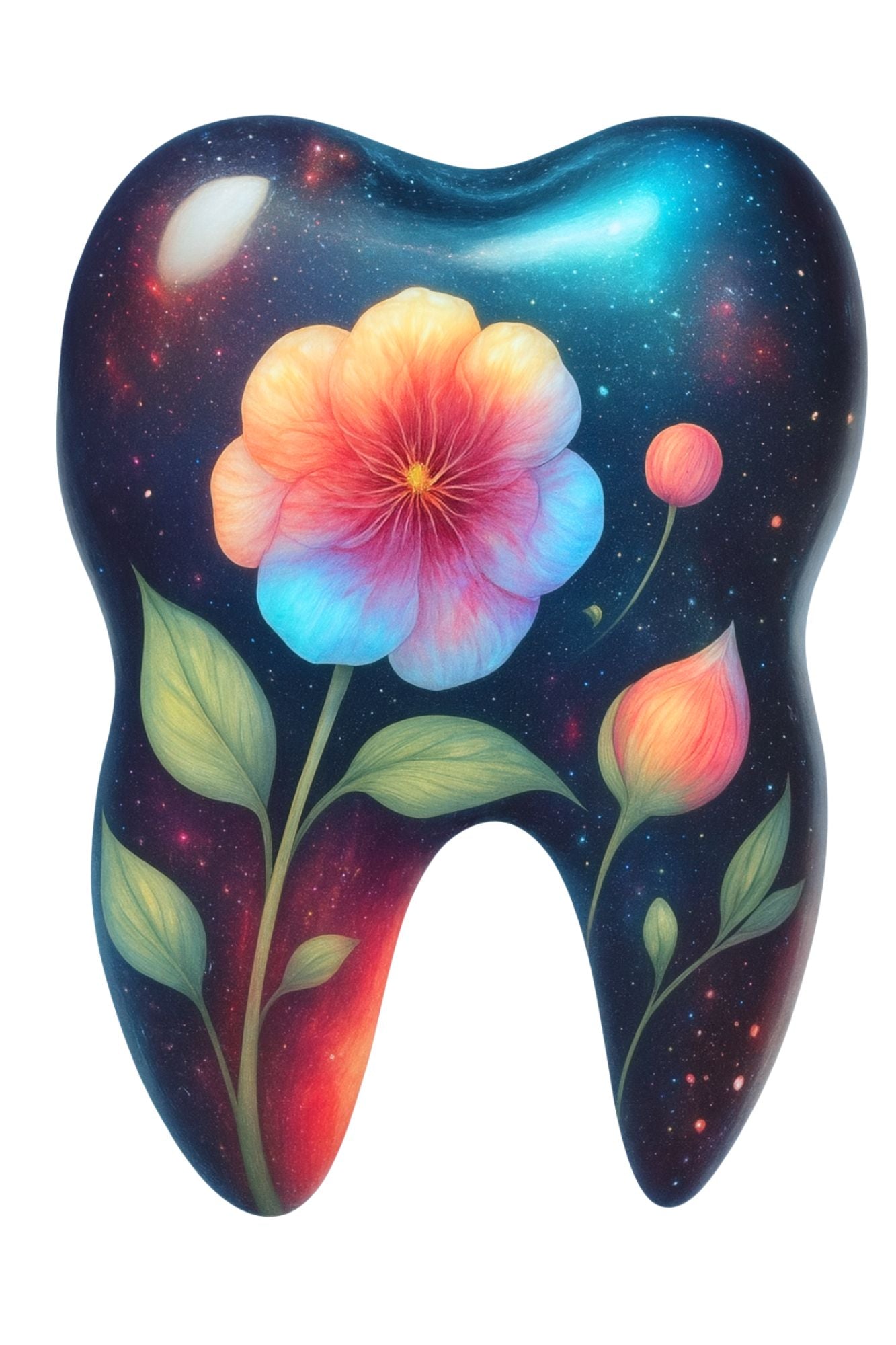 🌸🦷 Floral Tooth Art Pack – 4 Pack (Aesthetic Dental Office Décor)