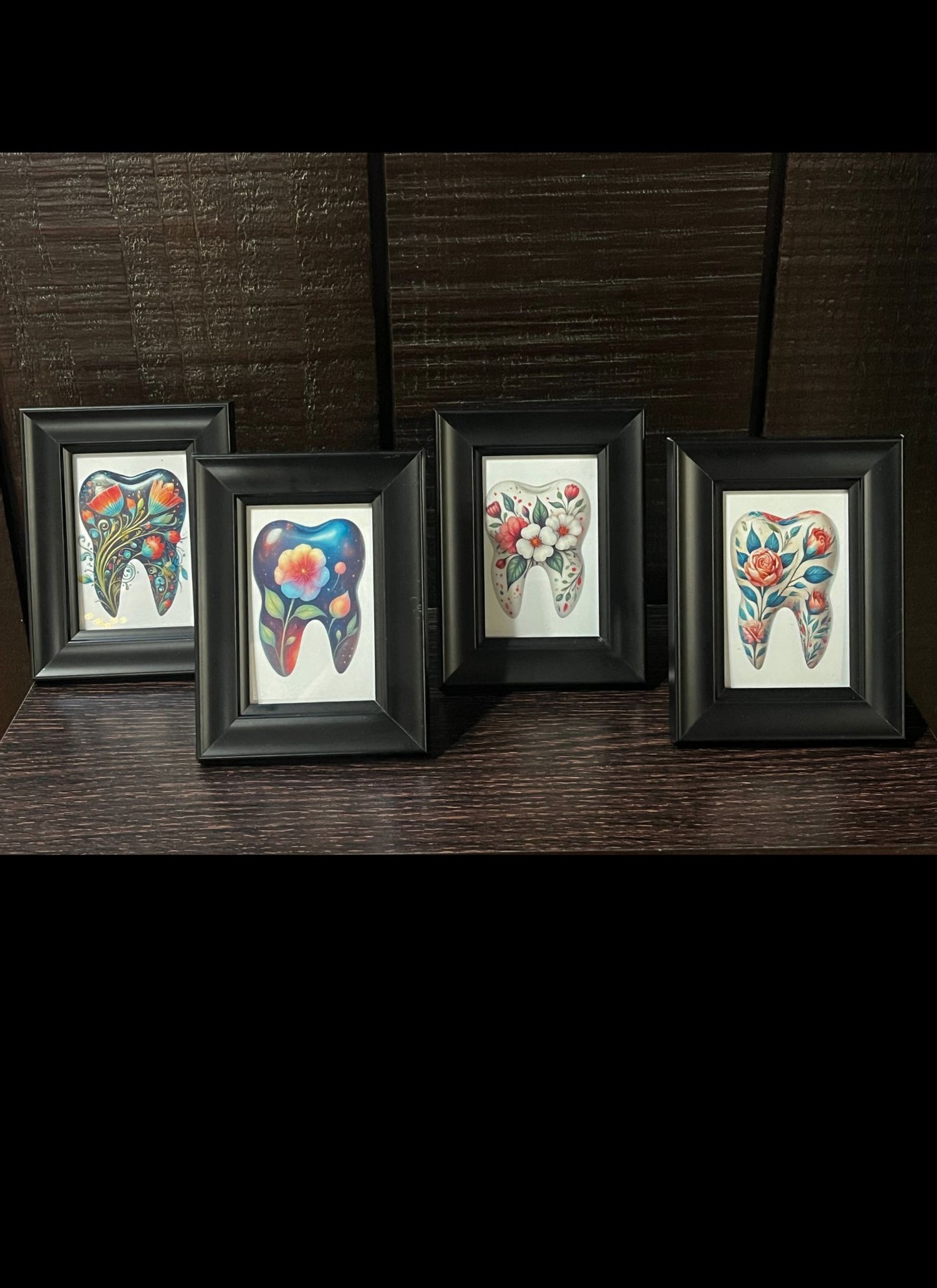 🌸🦷 Floral Tooth Art Pack – 4 Pack (Aesthetic Dental Office Décor)