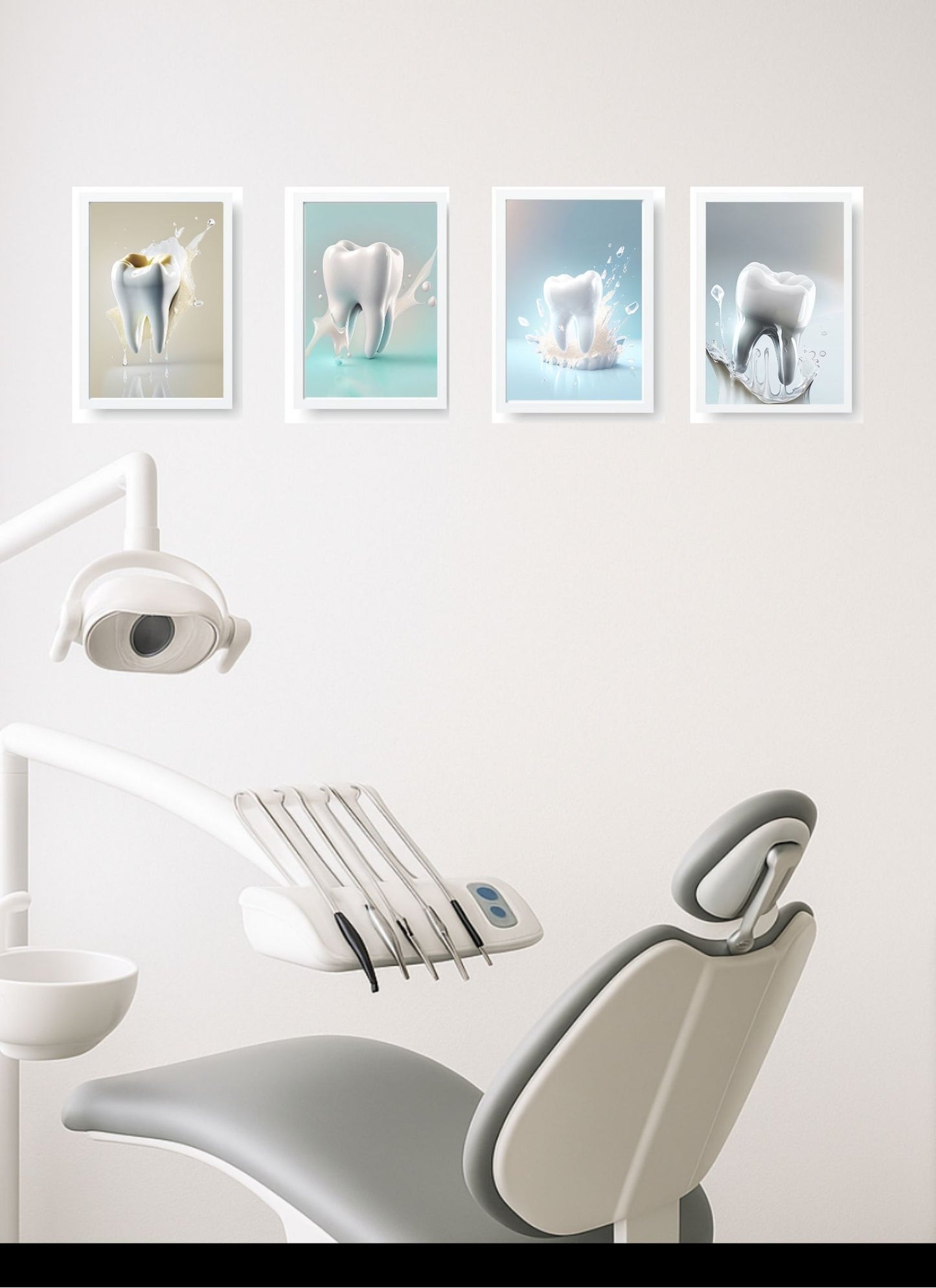 Milk Splash Tooth Collection
 Pack – 4 Pack (Dental Wall Art)