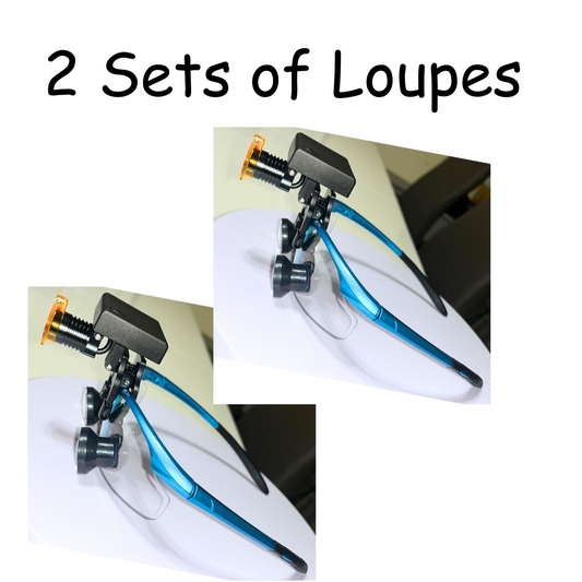 2 Sets of Loupes! Back up loupes set. With 2 lights. All WIRELESS!