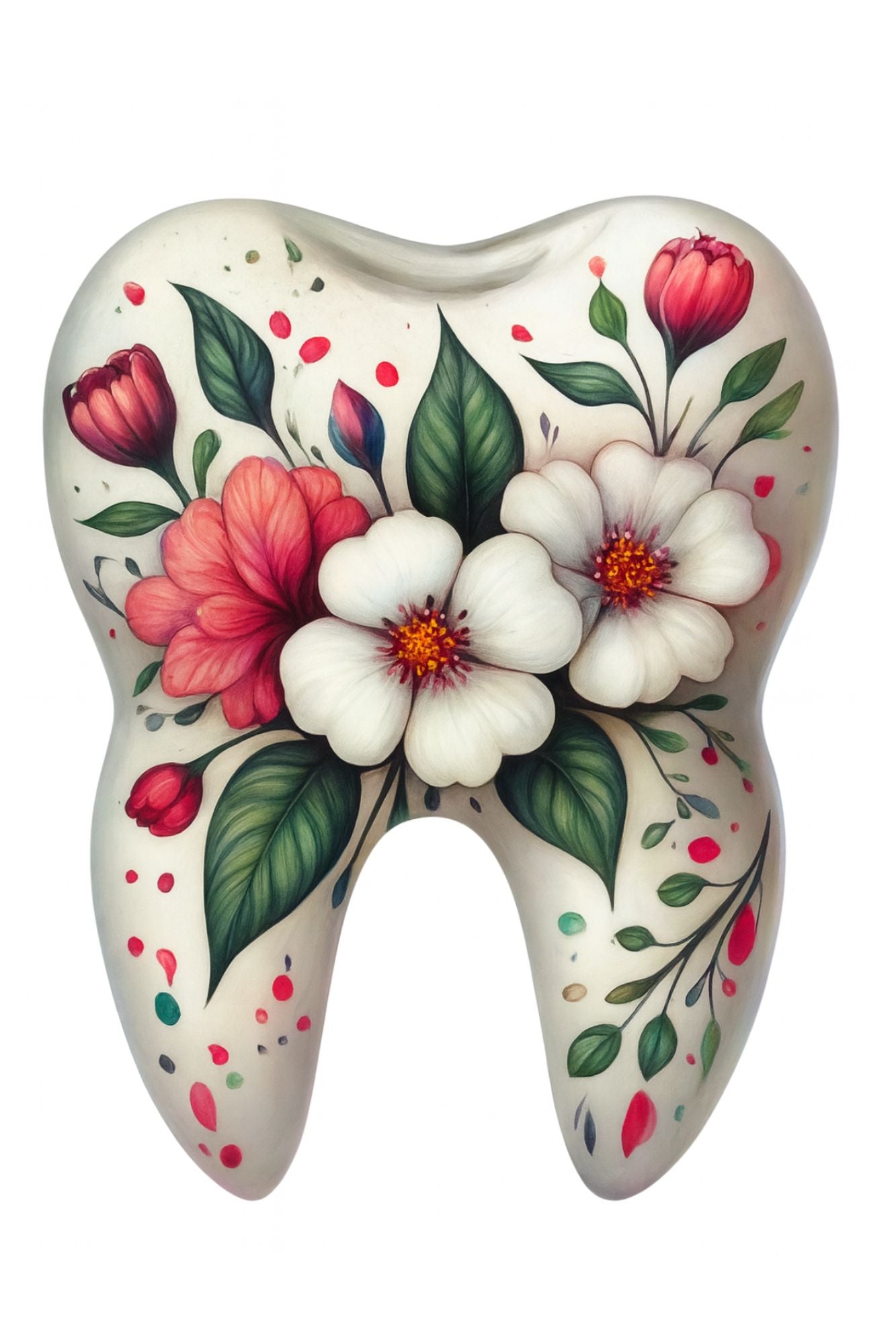 🌸🦷 Floral Tooth Art Pack – 4 Pack (Aesthetic Dental Office Décor)