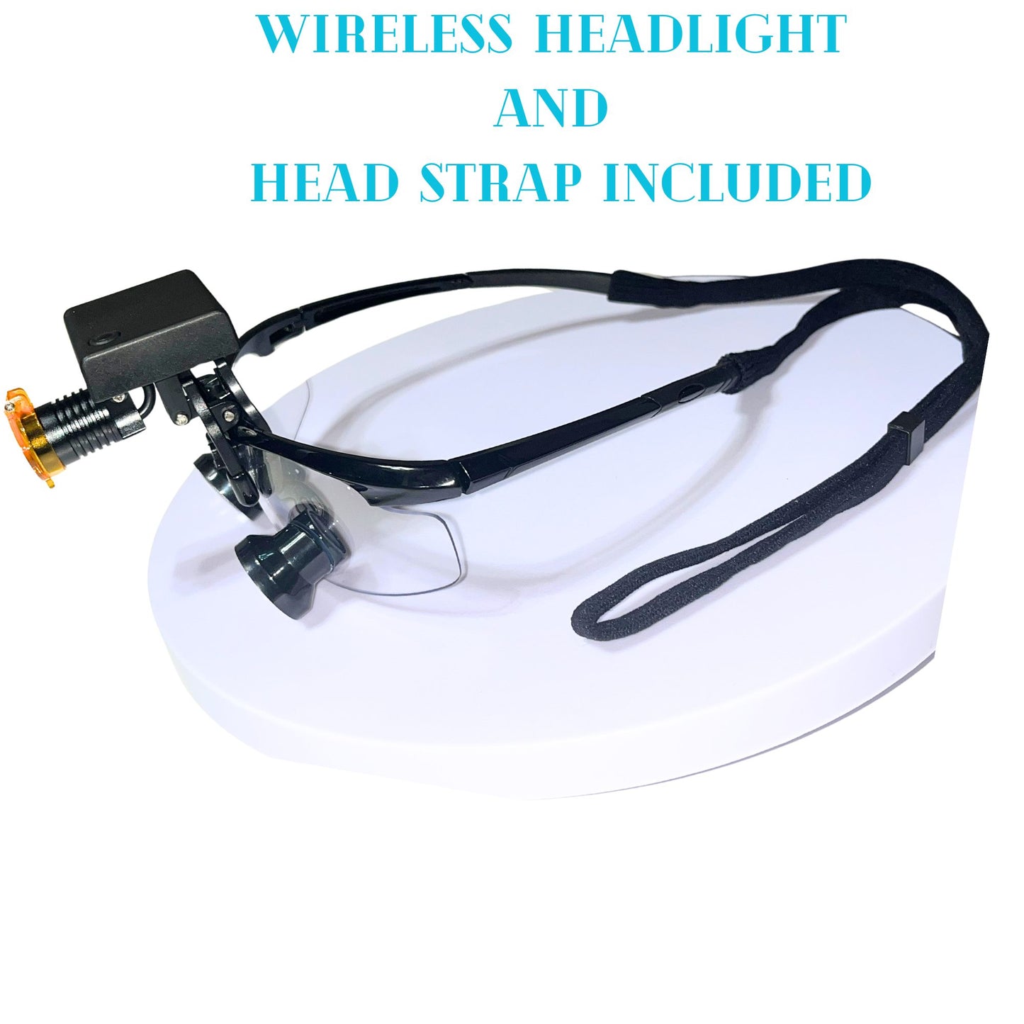 DeeTect Ergonomic loupes (Silver Round Frames) With wireless headlight.