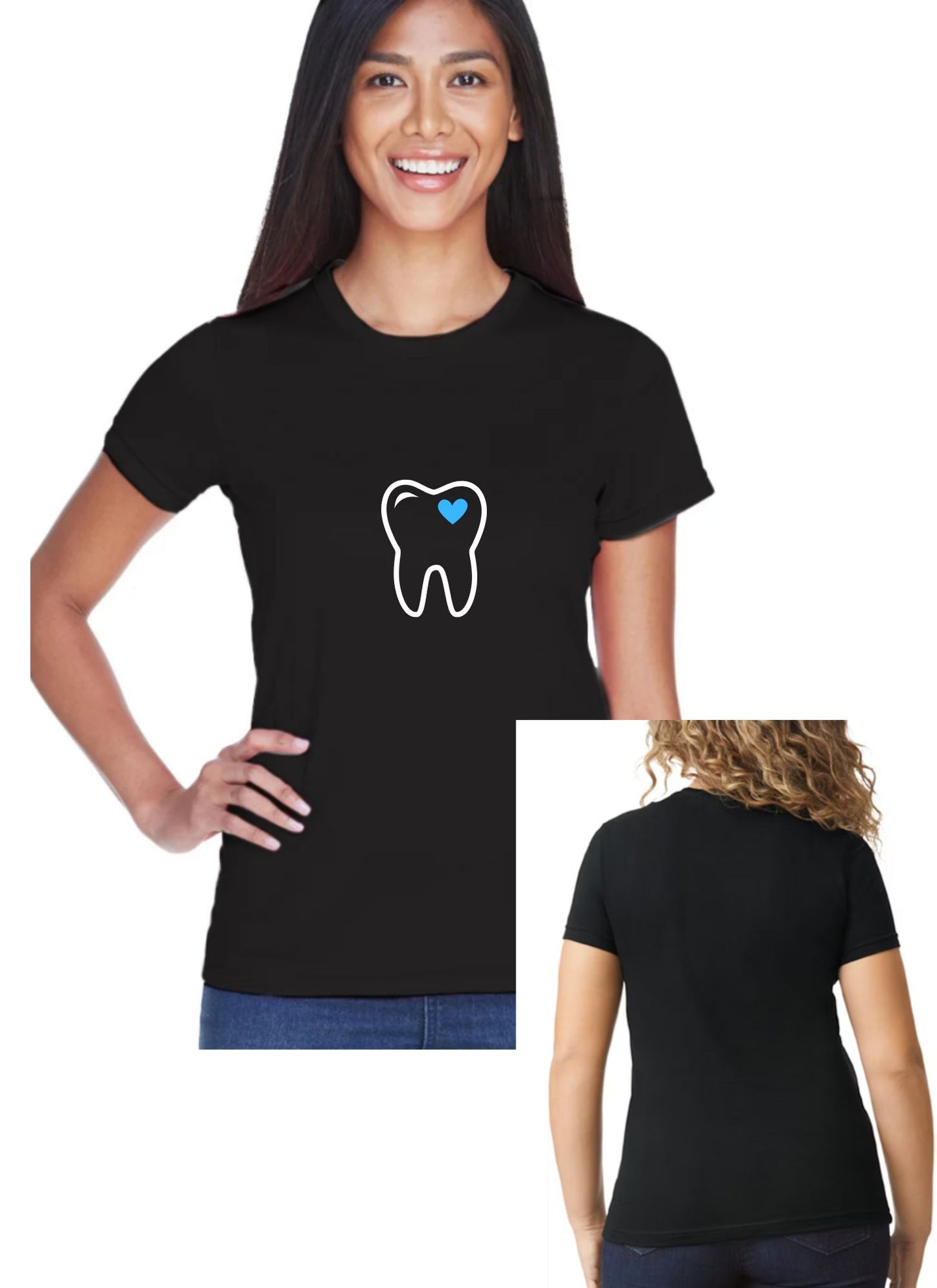 Tooth heart (Tight fit/stretchy/women shirt.) DDS. RDH