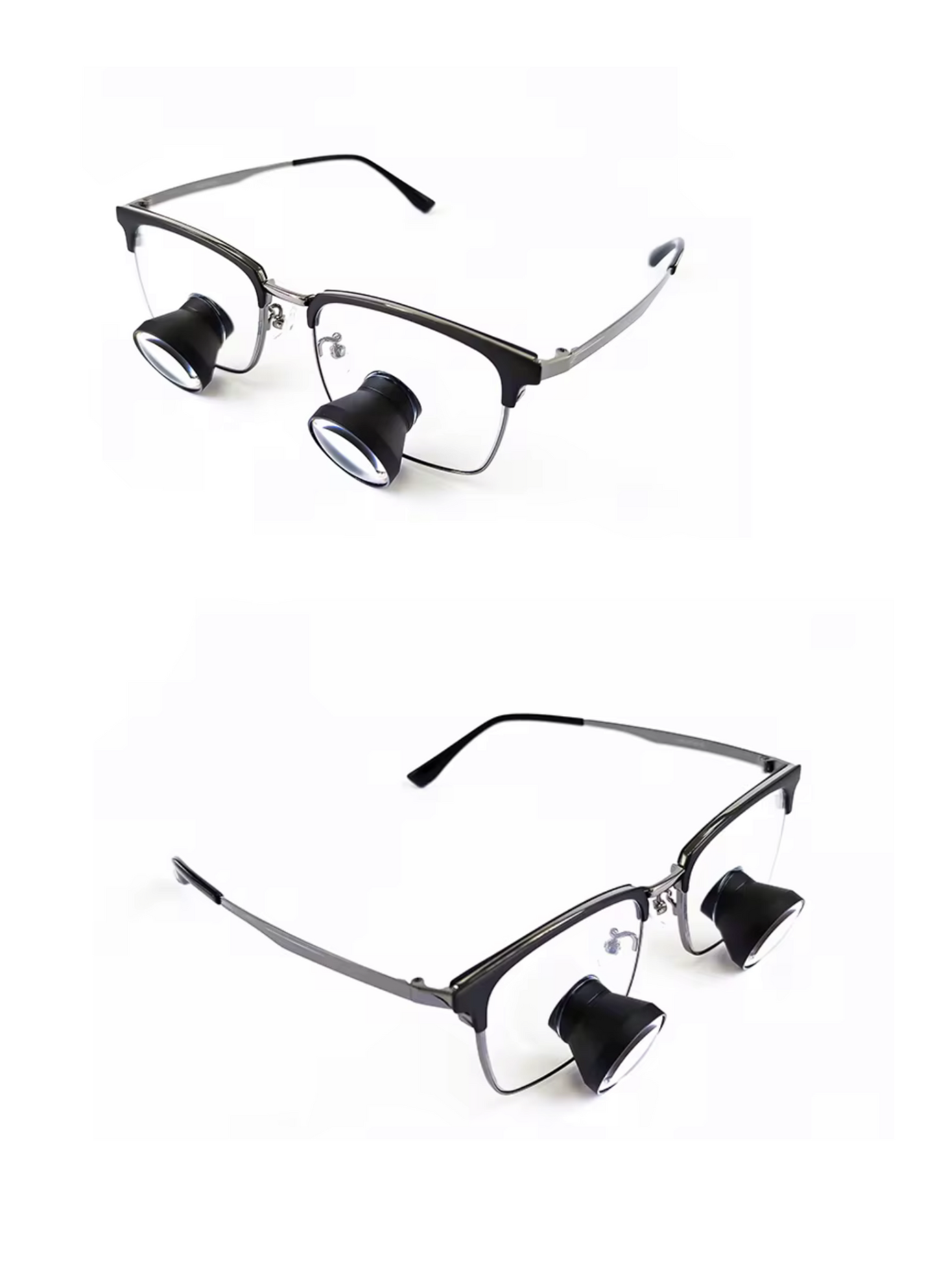 Black Square Frame Loupes With Wireless Headlight. Style 4