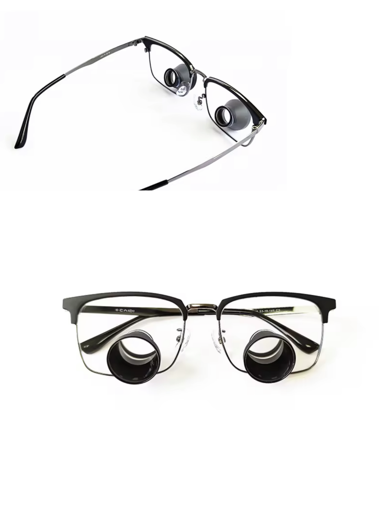 Black Square Frame Loupes With Wireless Headlight. Style 4