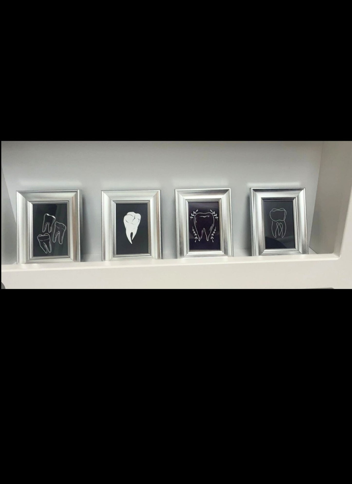 (Minimal Black and White Line Art Tooth Collection)
 4 Pack