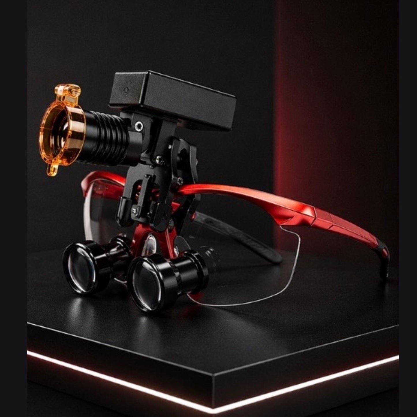 Red Loupes With Wireless Headlight