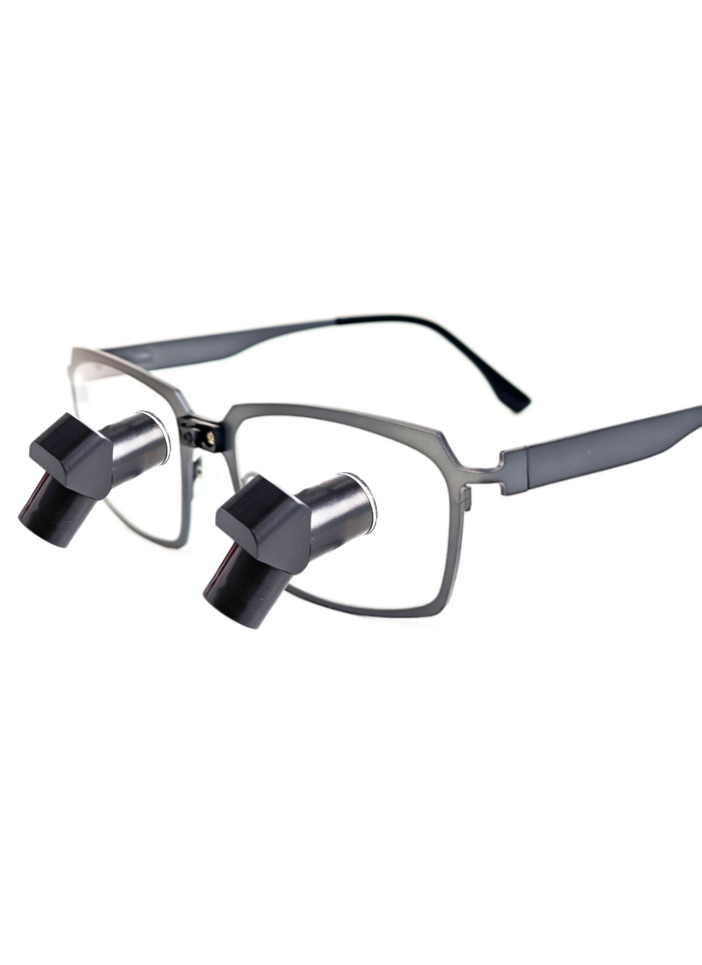 DeeTect Ergonomic Loupes (Gray Frames) With wireless headlight.