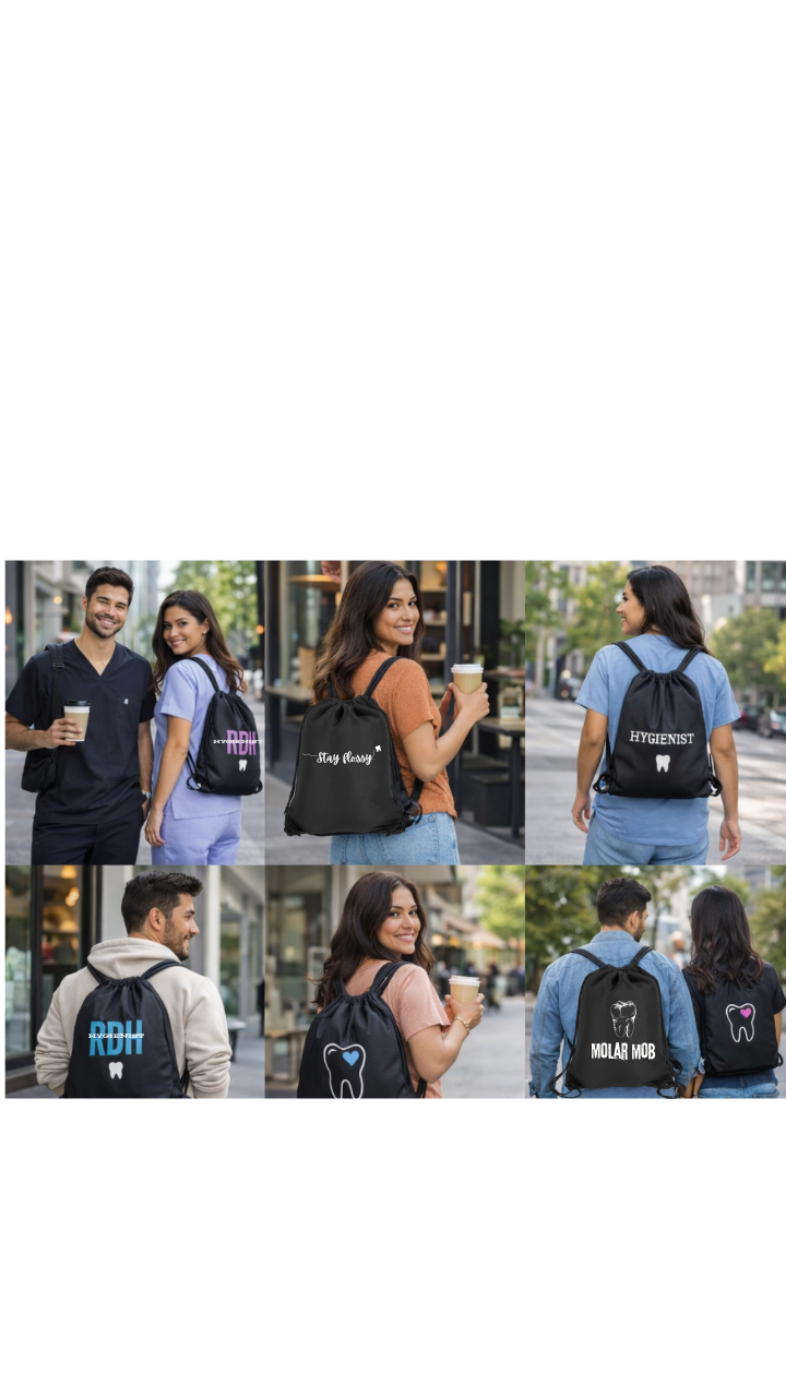 🦷 Dental Staff Drawstring Bag – Dentist, Dental Hygienist & Dental Assistant Edition