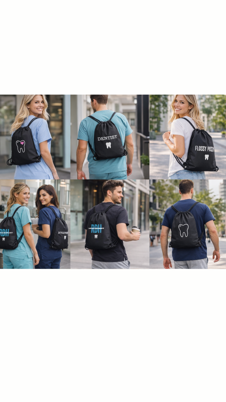🦷 Dental Staff Drawstring Bag – Dentist, Dental Hygienist & Dental Assistant Edition