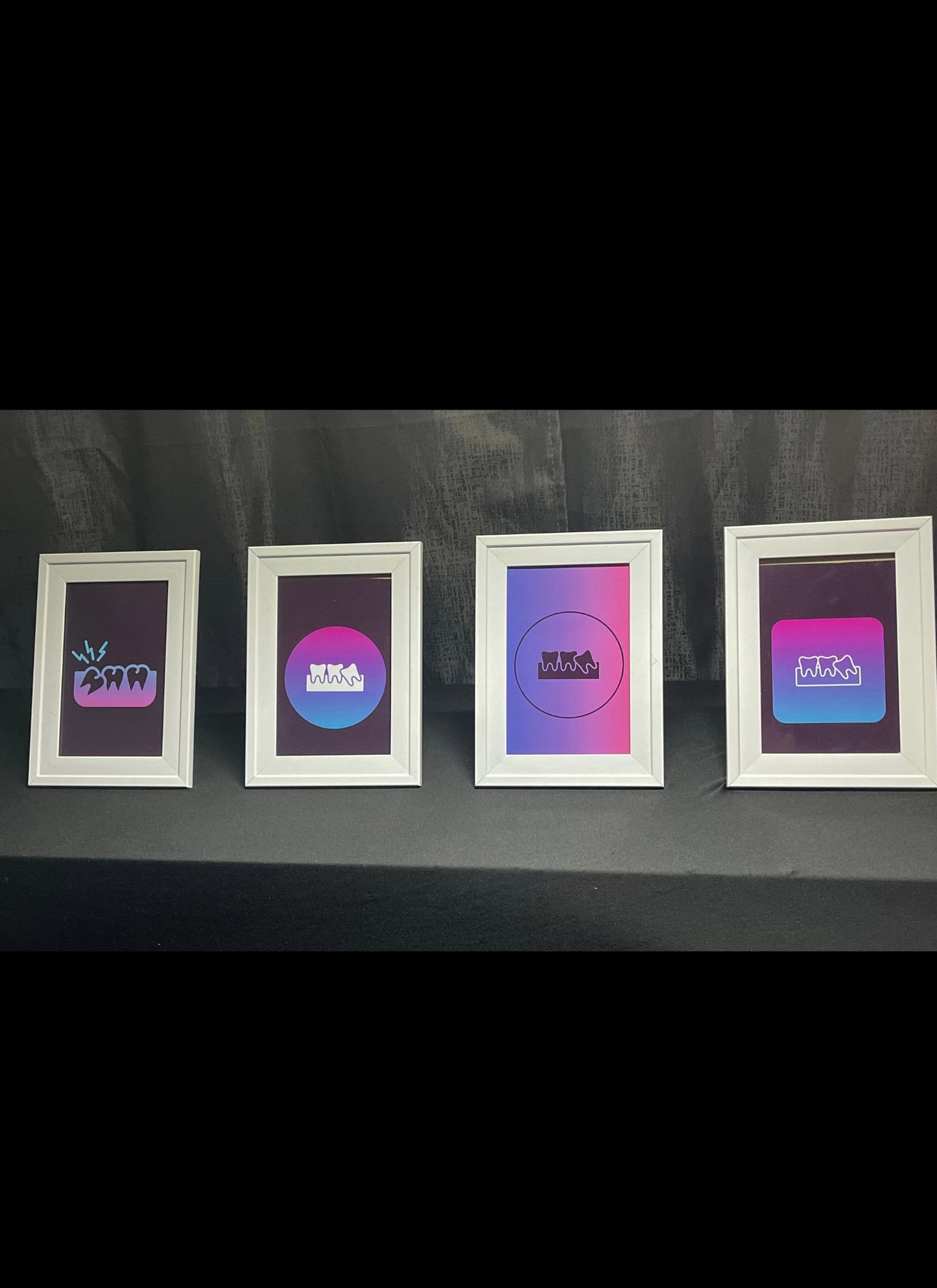 Wisdom Tooth Gradient Art Pack – 4 Framed Prints (Oral Surgery Décor)
