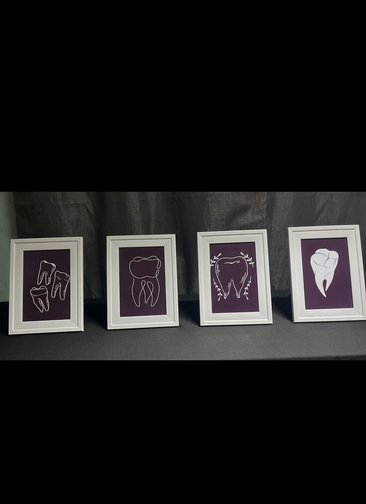 (Minimal Black and White Line Art Tooth Collection)
 4 Pack