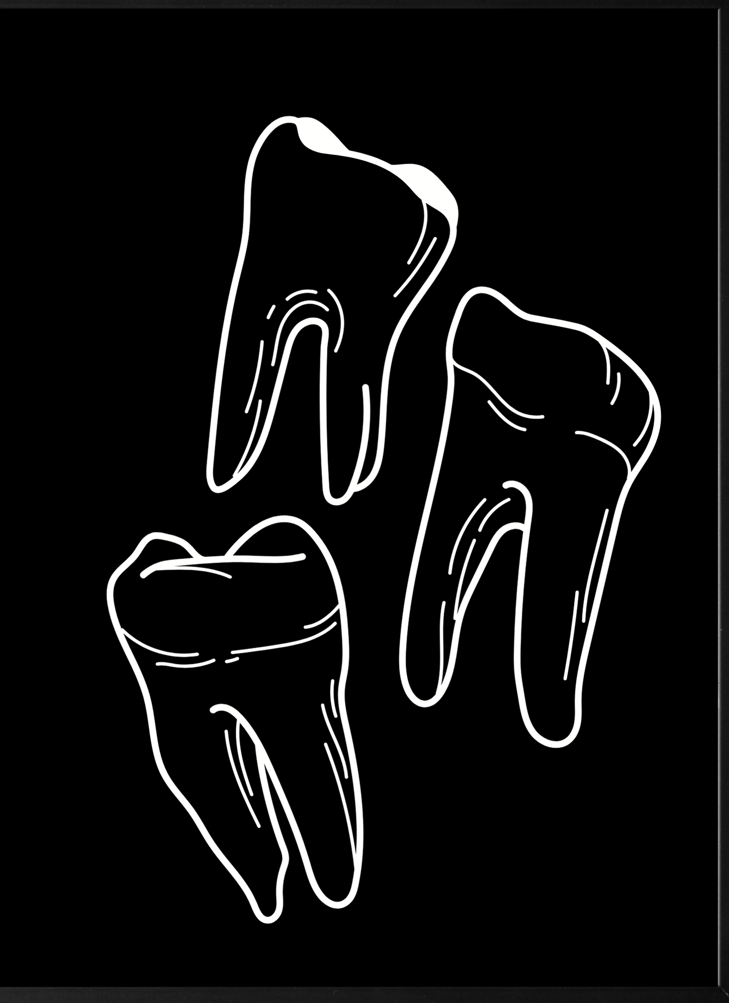 (Minimal Black and White Line Art Tooth Collection)
 4 Pack