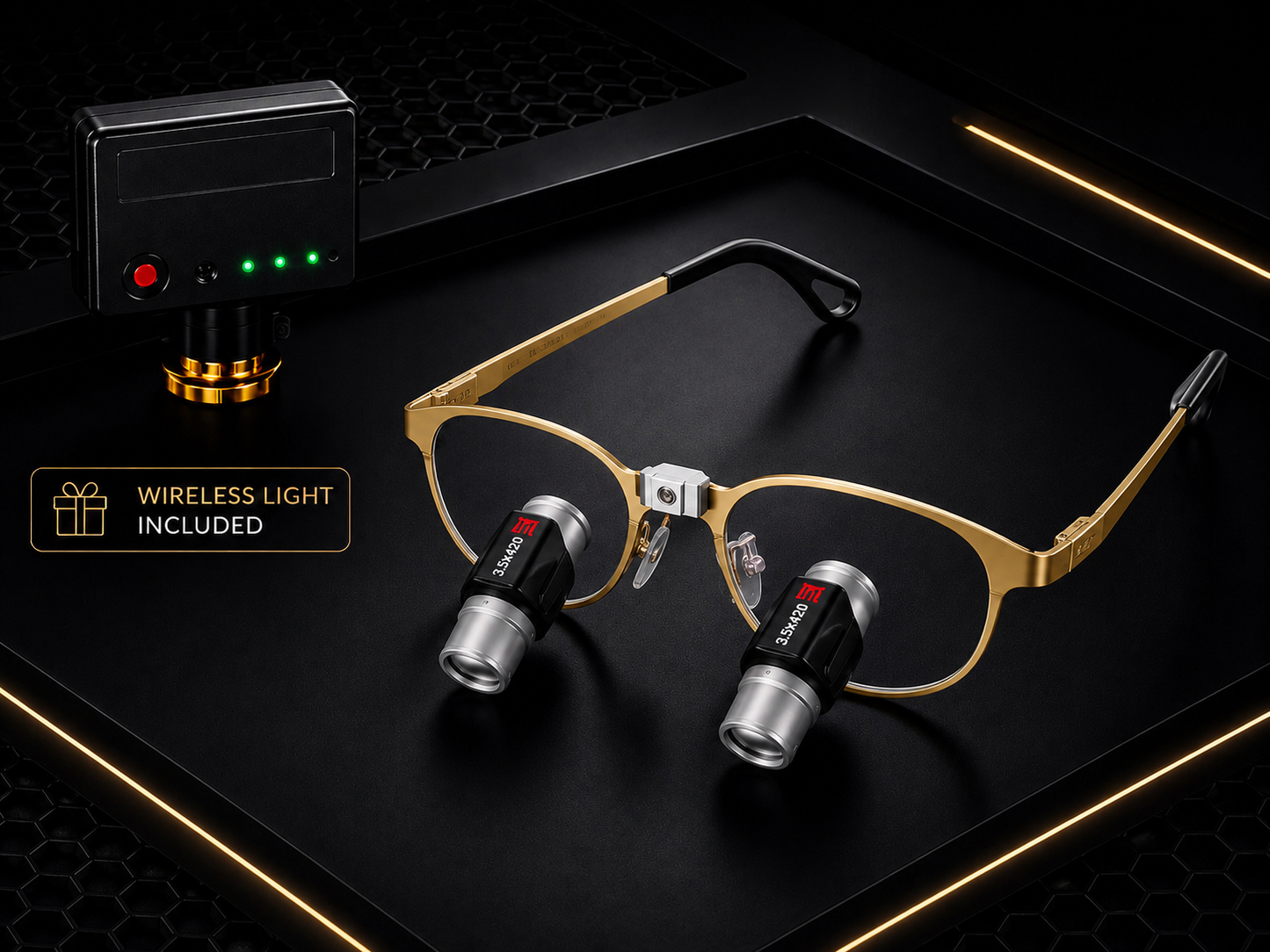DeeTect Easy Ergos Wireless Loupes (Moon Yellow) Round Frame.