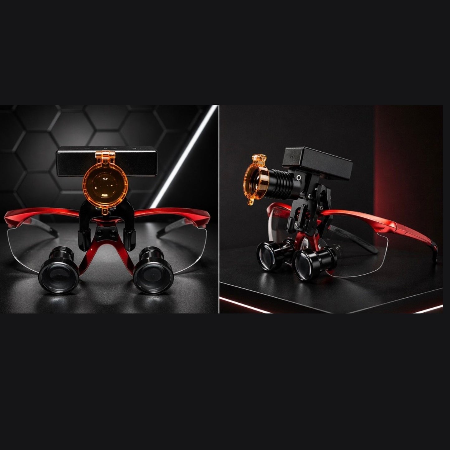 Red Loupes With Wireless Headlight