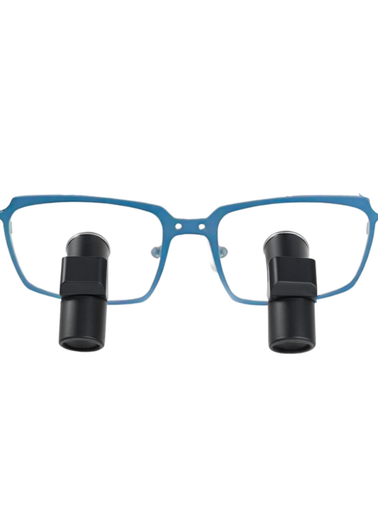 DeeTect Ergonomic Loupes (Light Blue Frames) With wireless headlight.