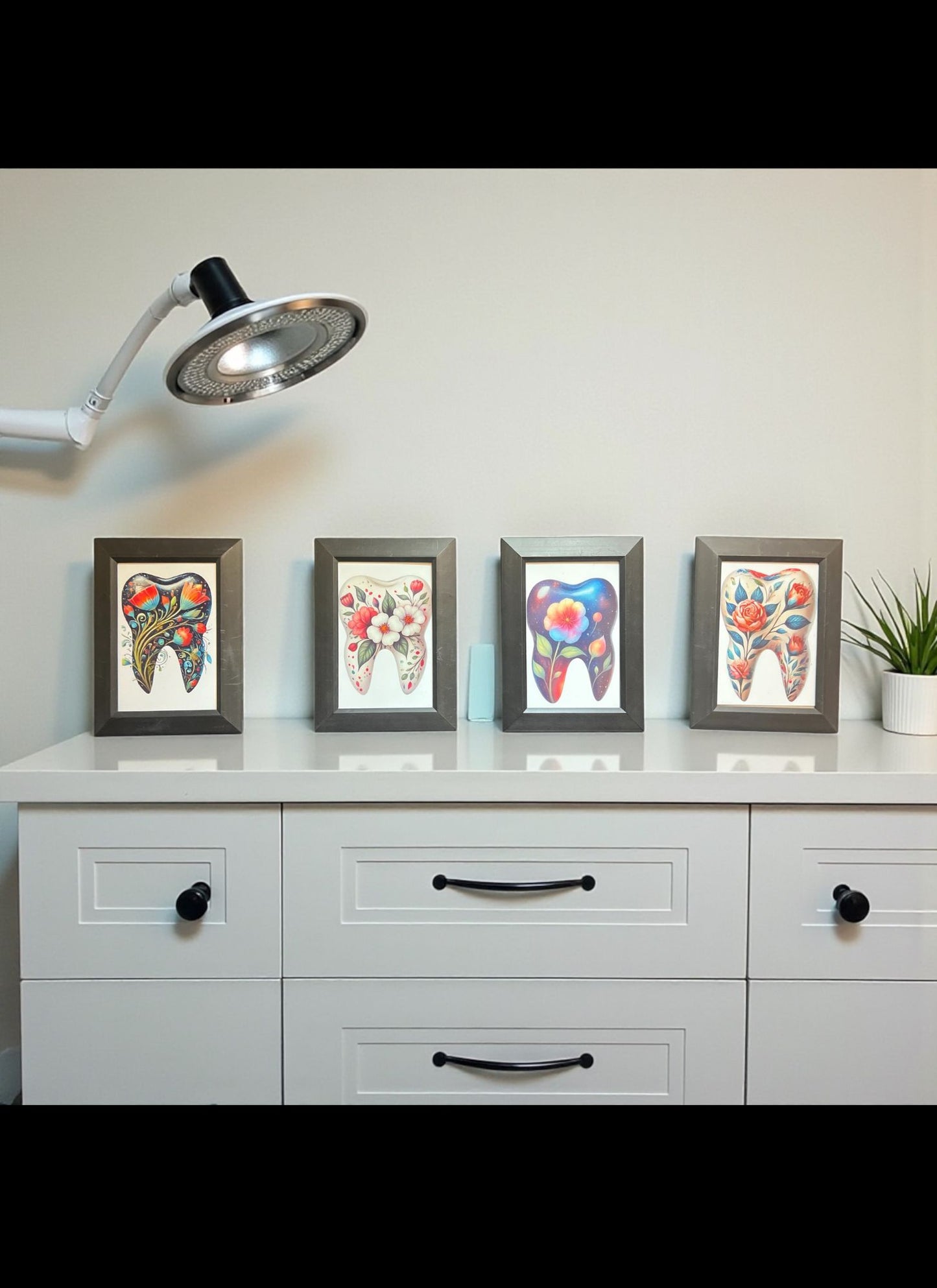 🌸🦷 Floral Tooth Art Pack – 4 Pack (Aesthetic Dental Office Décor)